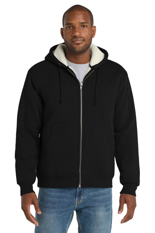 CornerStone Heavyweight Sherpa-Lined Hooded Fleece Jacket. CS625 in Black