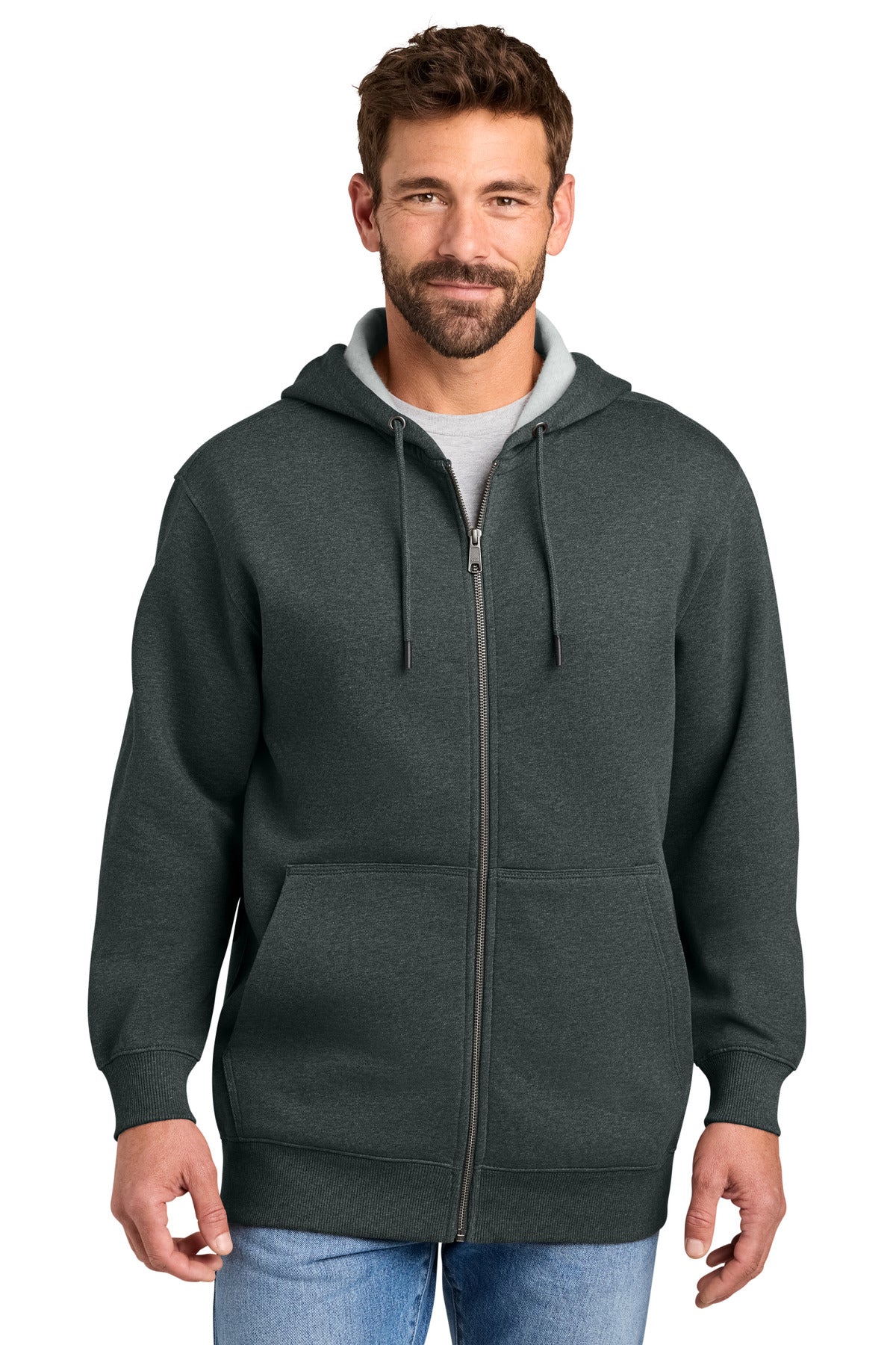 CornerStone Tough Fleece Full-Zip Hoodie CSF631 in Charcoal Heather