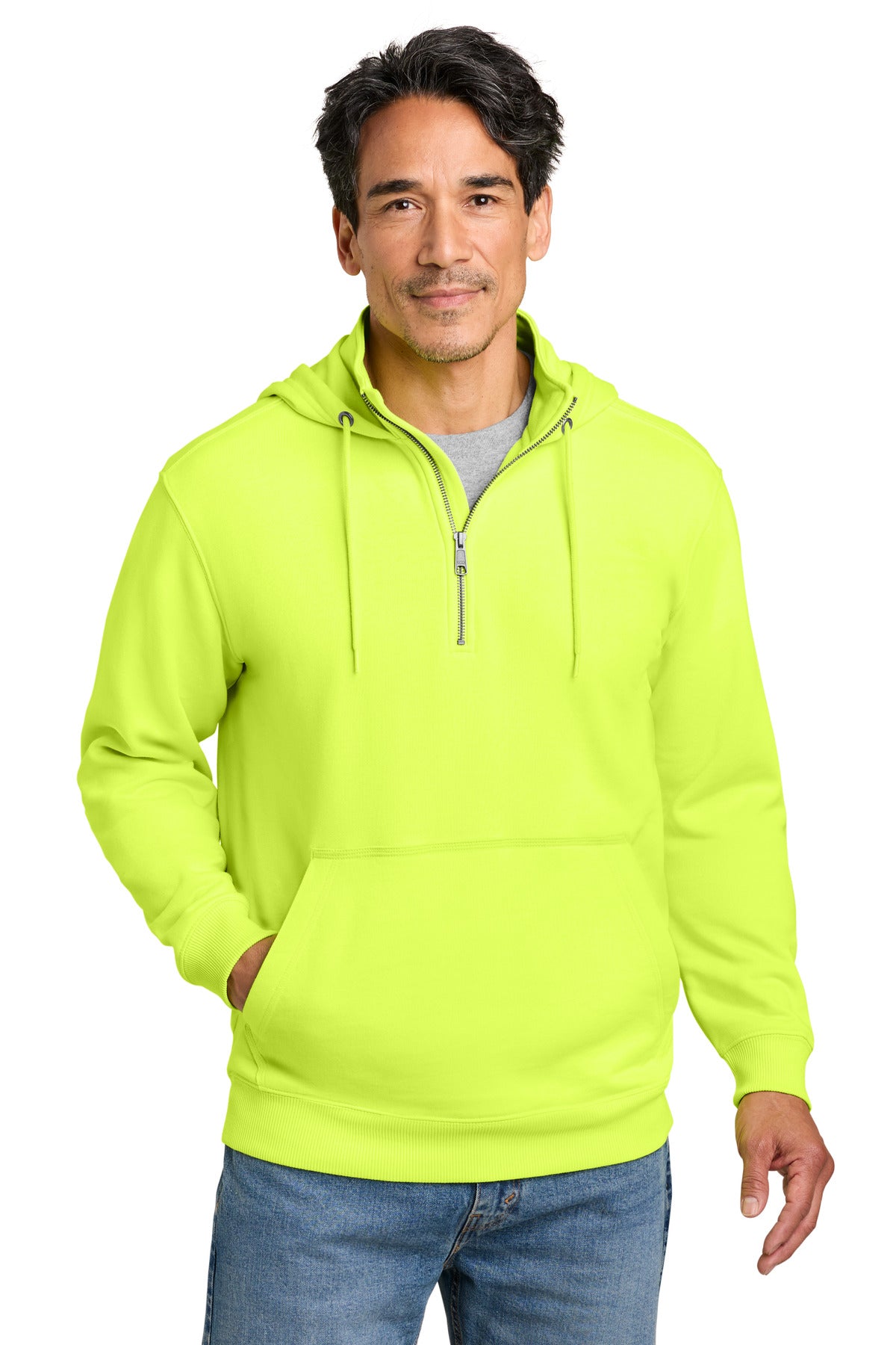 CornerStone Tough Fleece 1/4-Zip Hoodie CSF633 in Bright Yellow