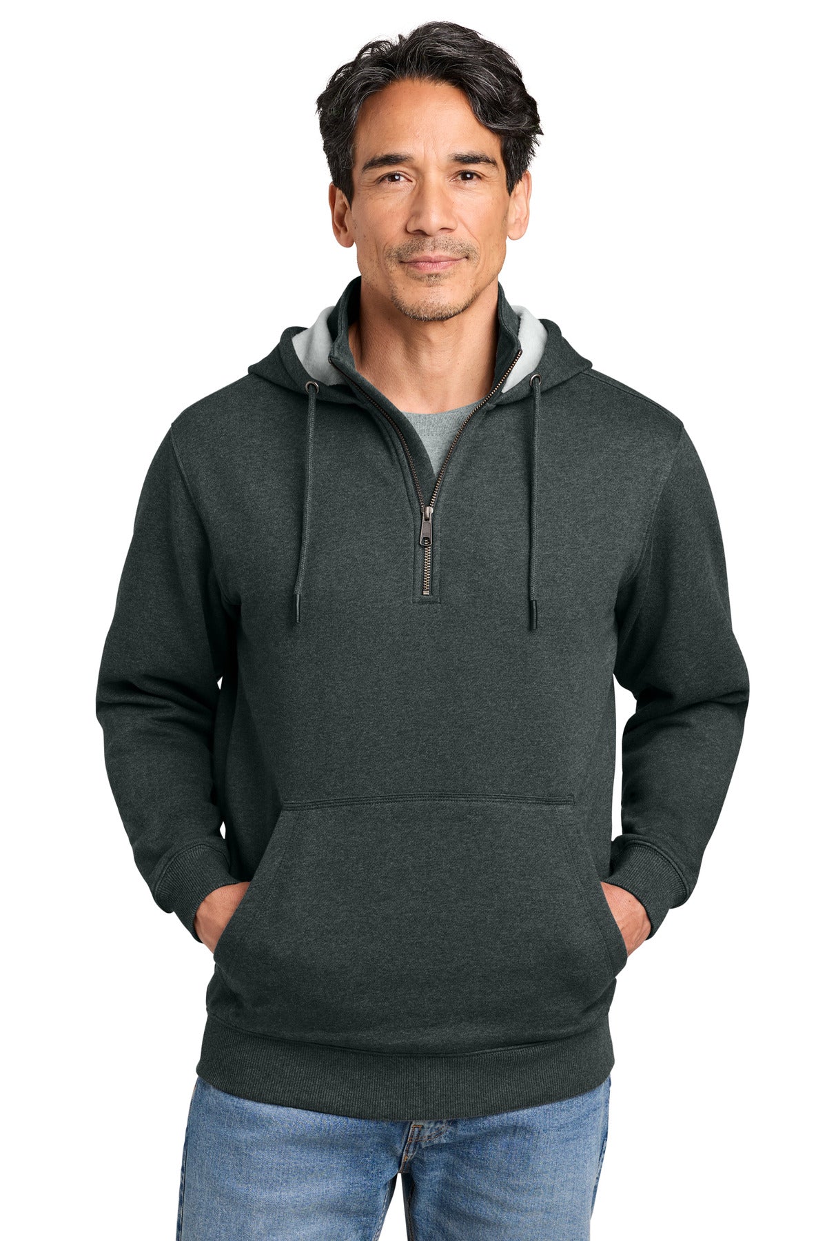 CornerStone Tough Fleece 1/4-Zip Hoodie CSF633 in Charcoal Heather