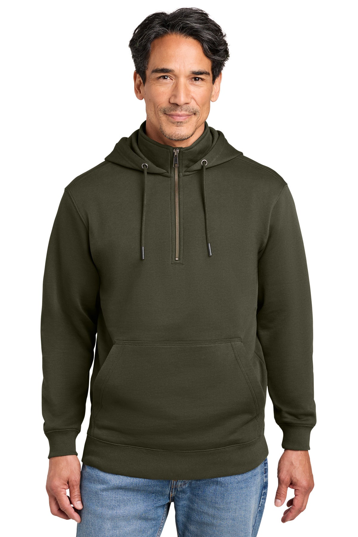CornerStone Tough Fleece 1/4-Zip Hoodie CSF633 in Tundra Green