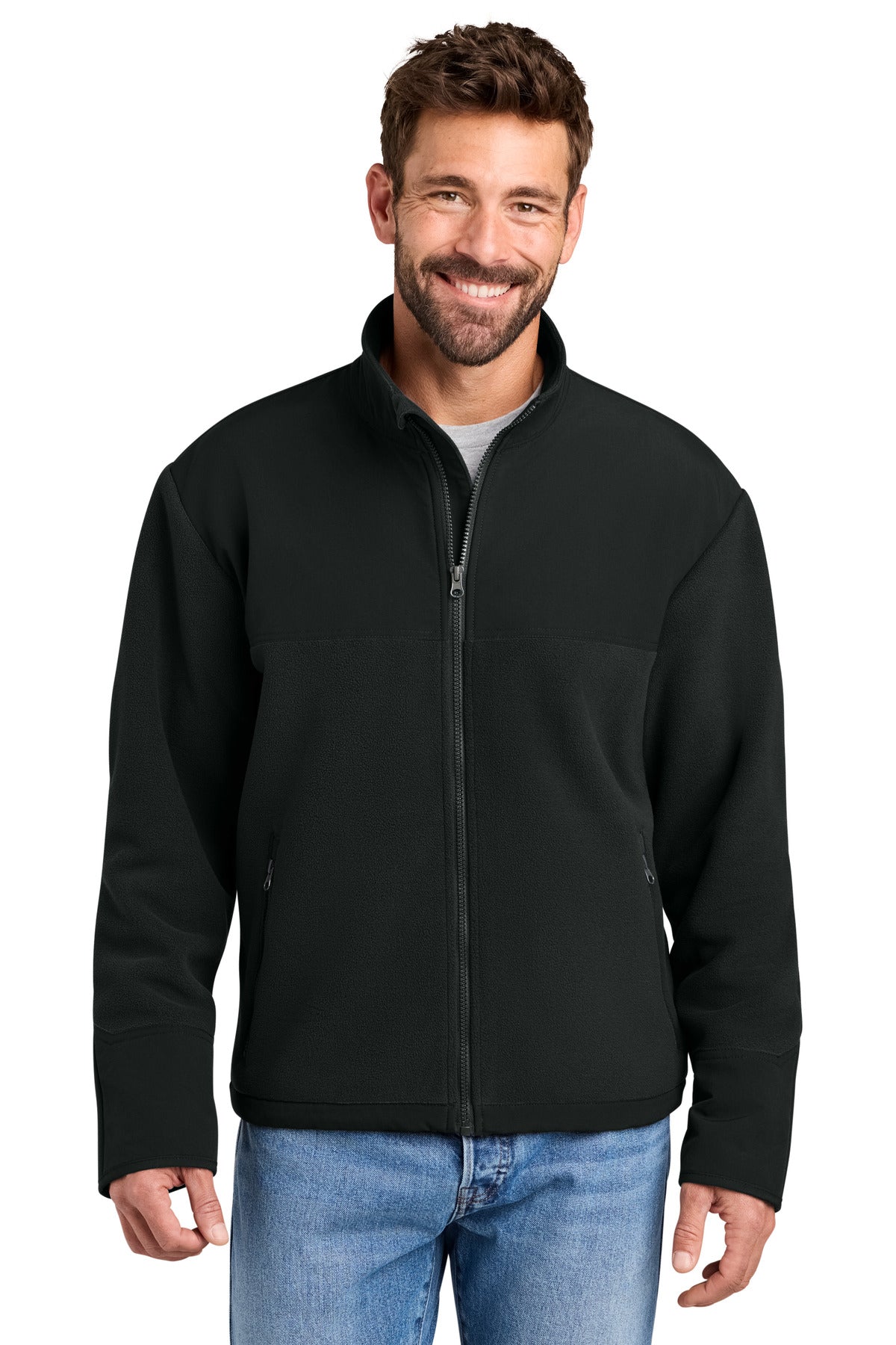CornerStone Fleece Overlay Jacket CSF750 in Black