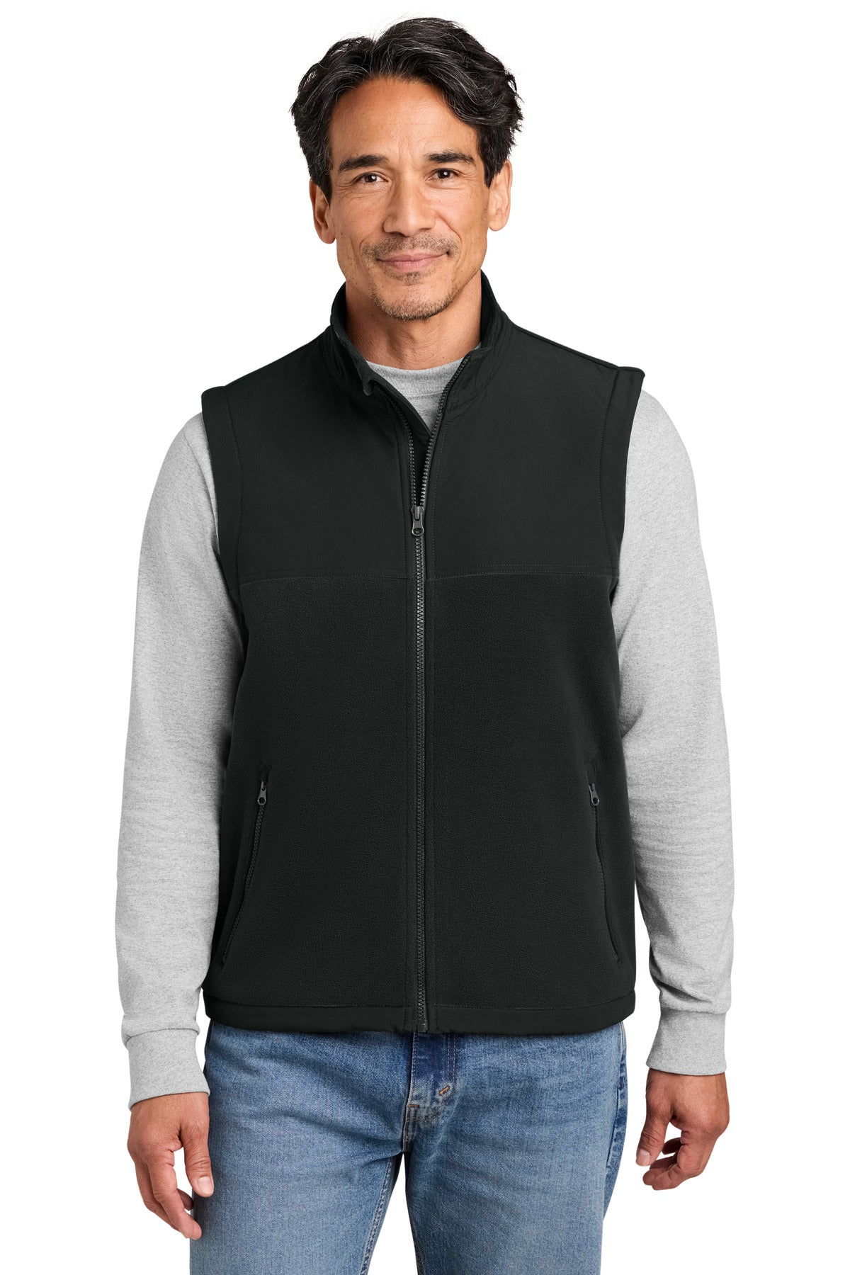 CornerStone Fleece Overlay Vest CSF751 in Black