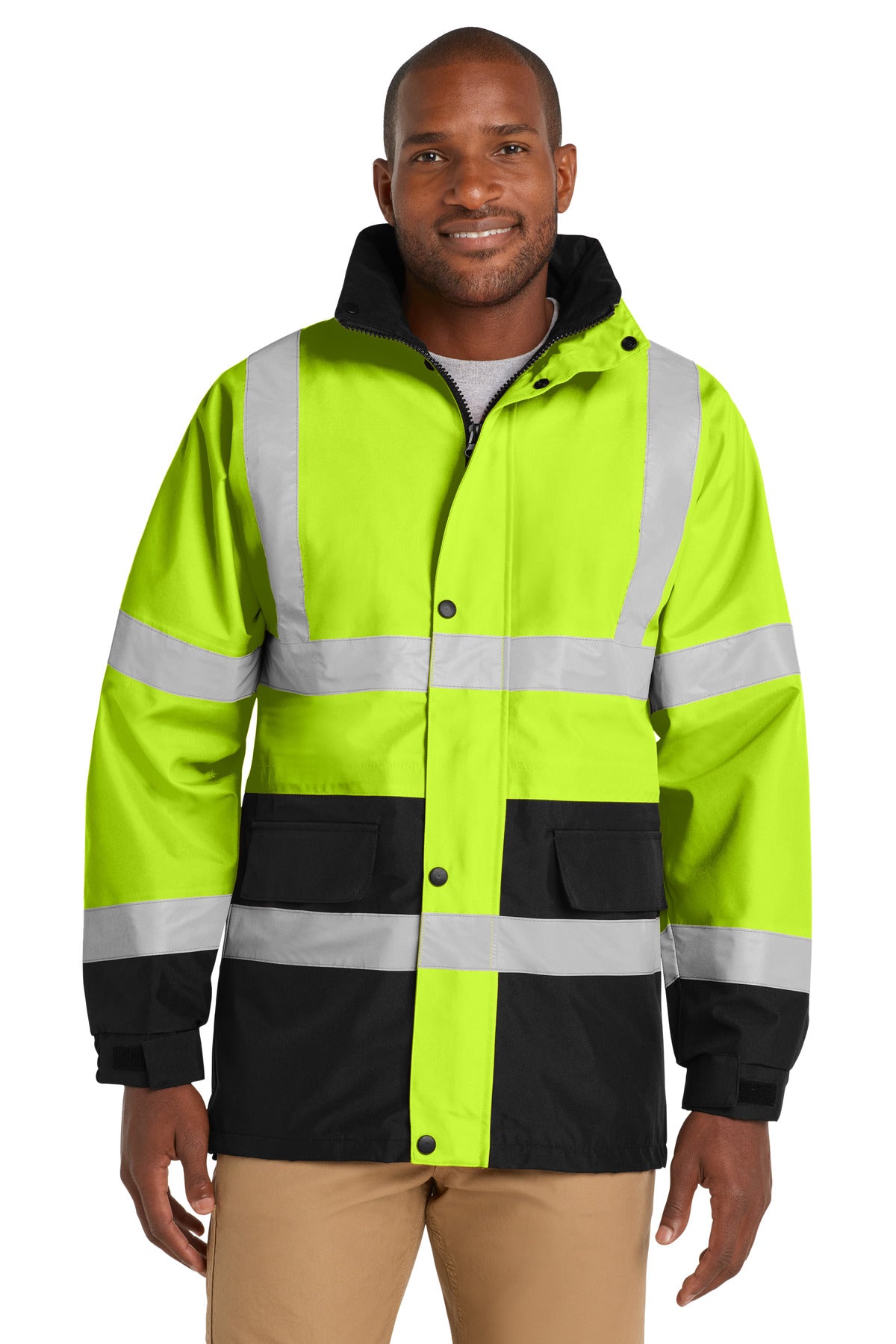 CornerStone - ANSI 107 Class 3 Waterproof Parka. CSJ24 in Safety Yellow/ Black