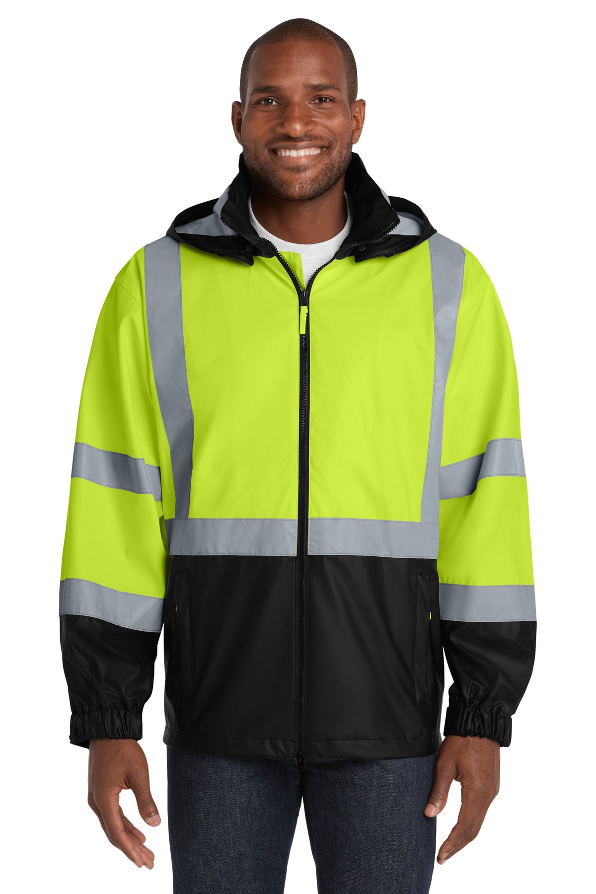 CornerStone - ANSI 107 Class 3 Safety Windbreaker. CSJ25 in Safety Yellow/ Black