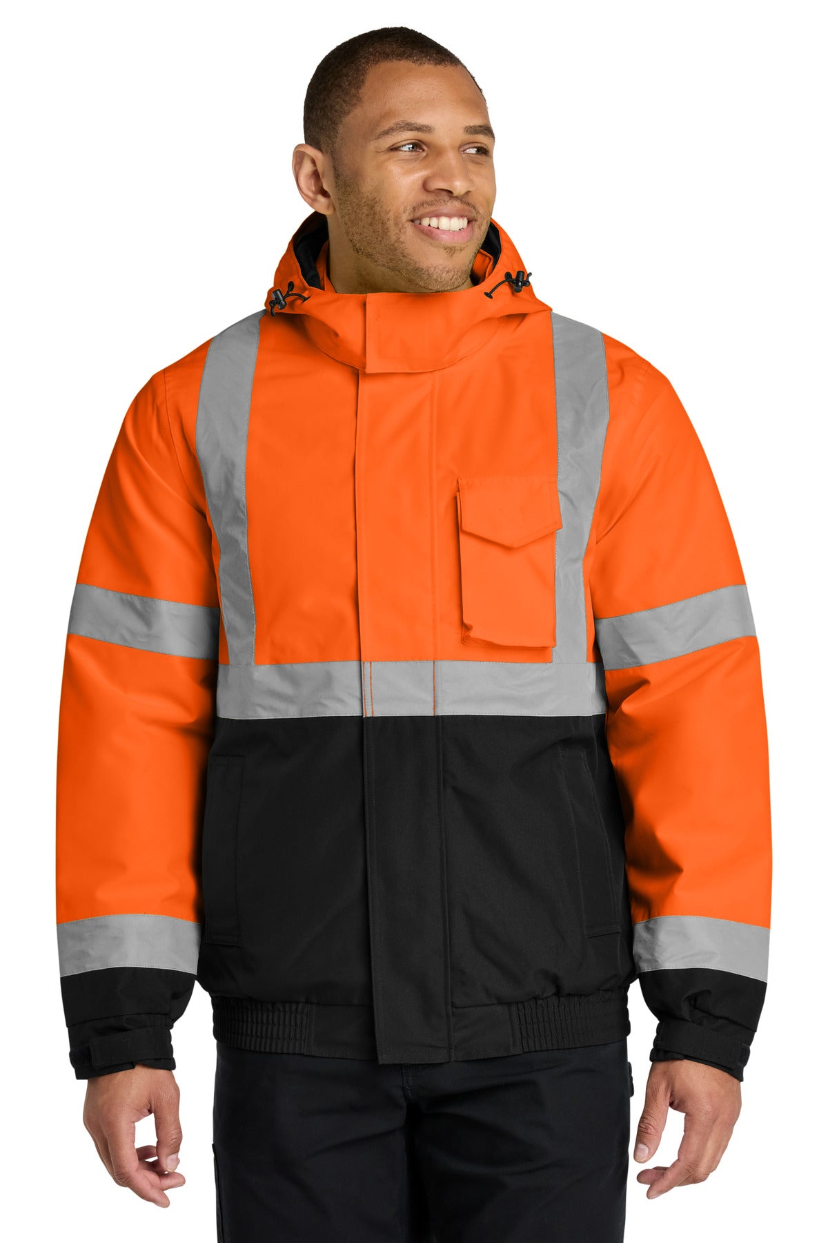 CornerStone ANSI 107 Class 3 Economy Waterproof Insulated Bomber Jacket CSJ500 in Safety Orange