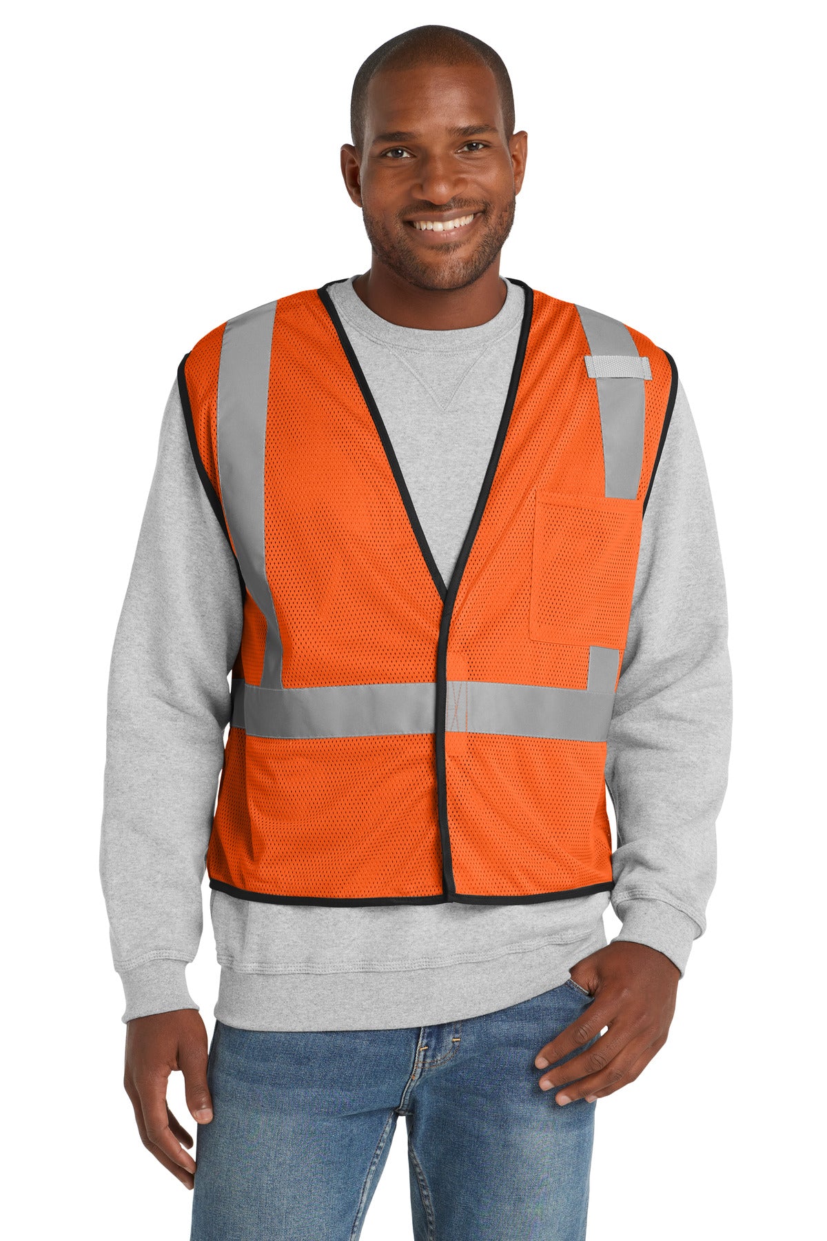 CornerStone  ANSI 107 Class 2 Economy Mesh One-Pocket Vest. CSV100 in Safety Orange
