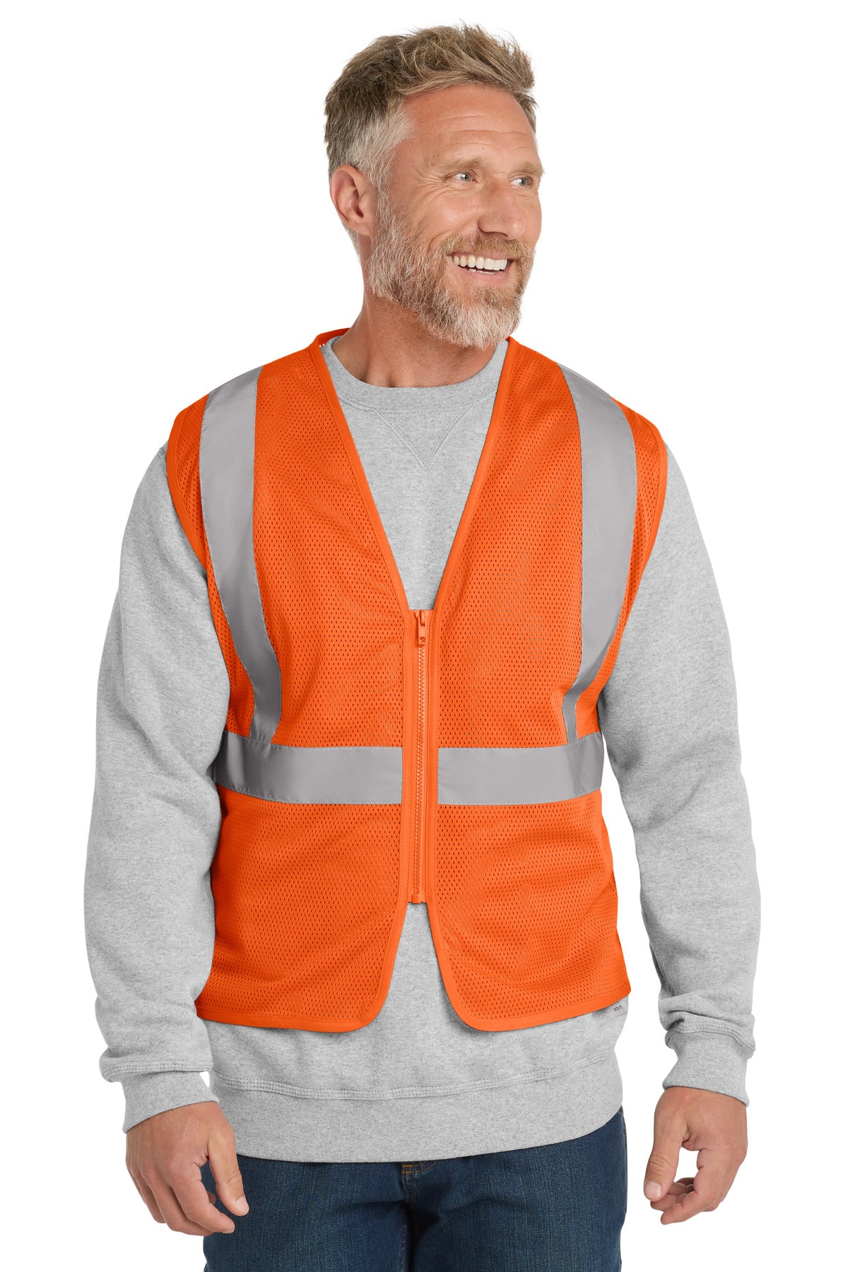 CornerStone  ANSI 107 Class 2 Economy Mesh Zippered Vest. CSV101 in Safety Orange