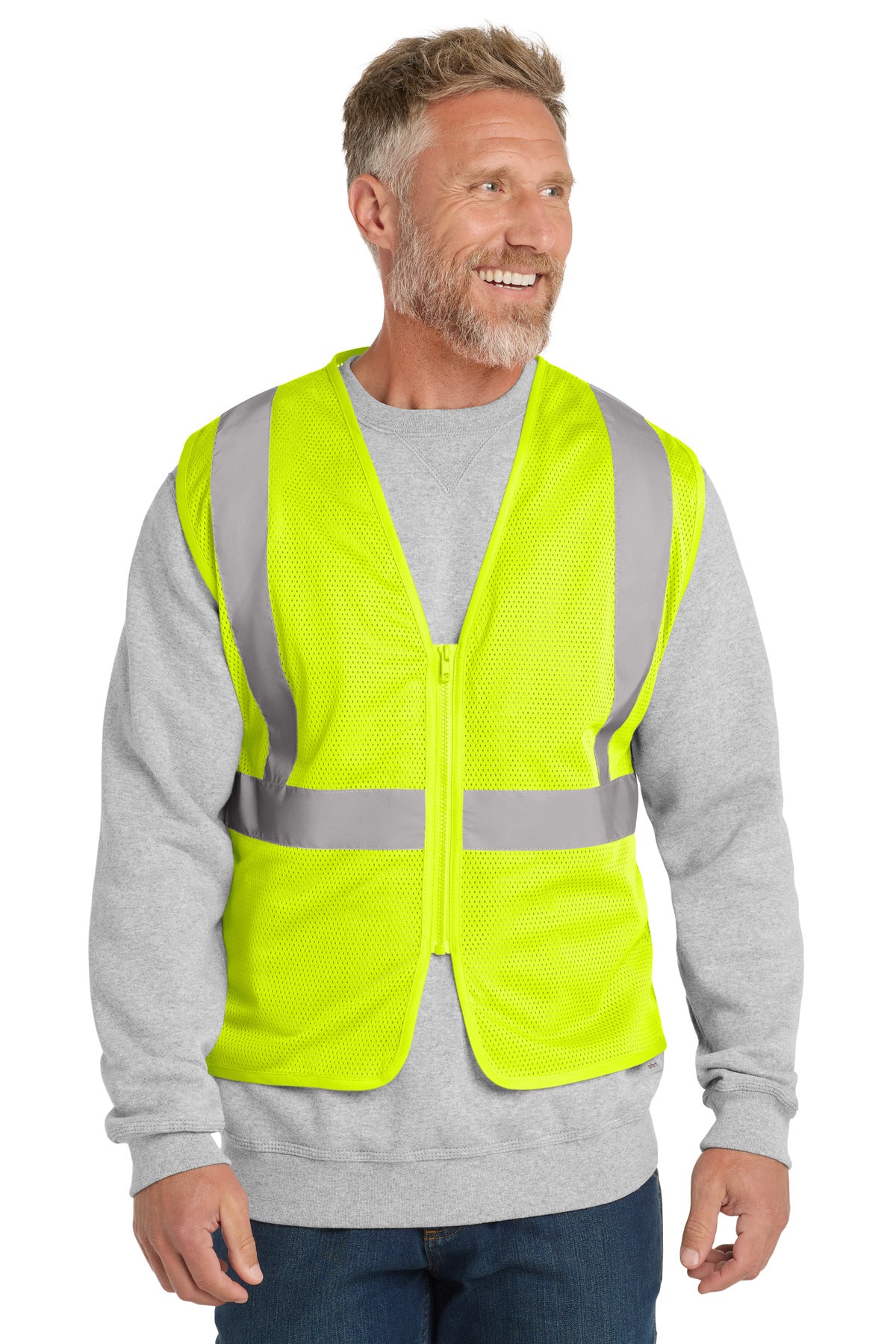 CornerStone  ANSI 107 Class 2 Economy Mesh Zippered Vest. CSV101 in Safety Yellow