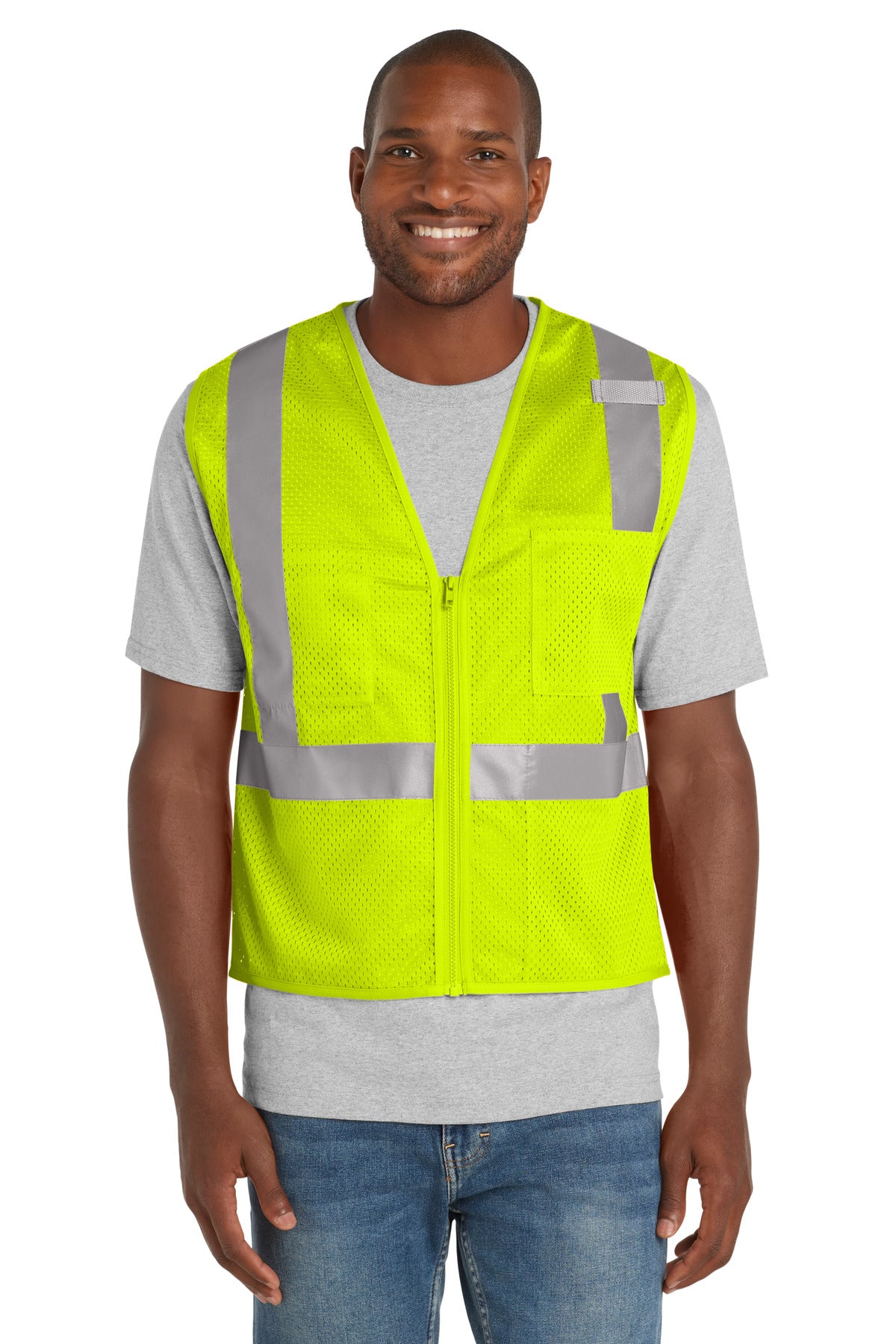 CornerStone  ANSI 107 Class 2 Mesh Zippered Vest. CSV102 in Safety Yellow