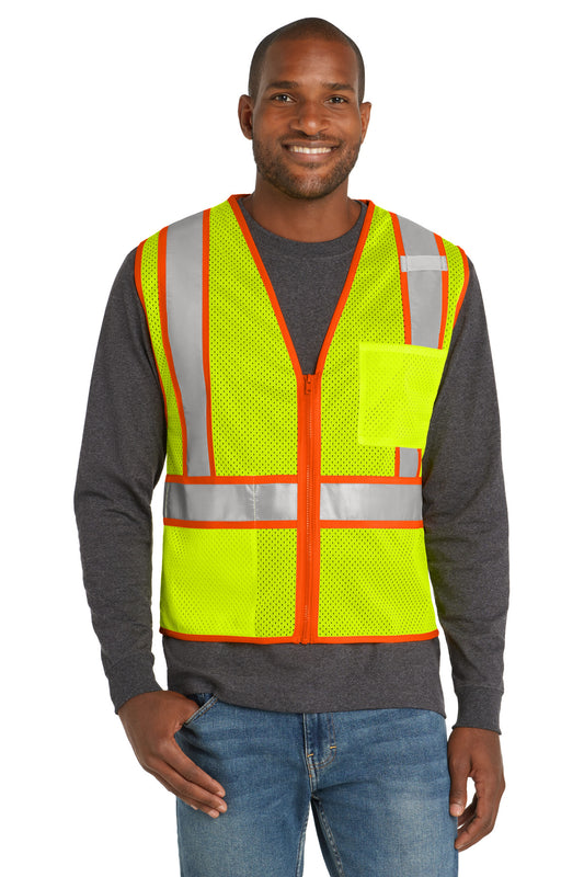 CornerStone  ANSI 107 Class 2 Mesh Zippered Two-Tone Vest. CSV103 in Safety Yellow