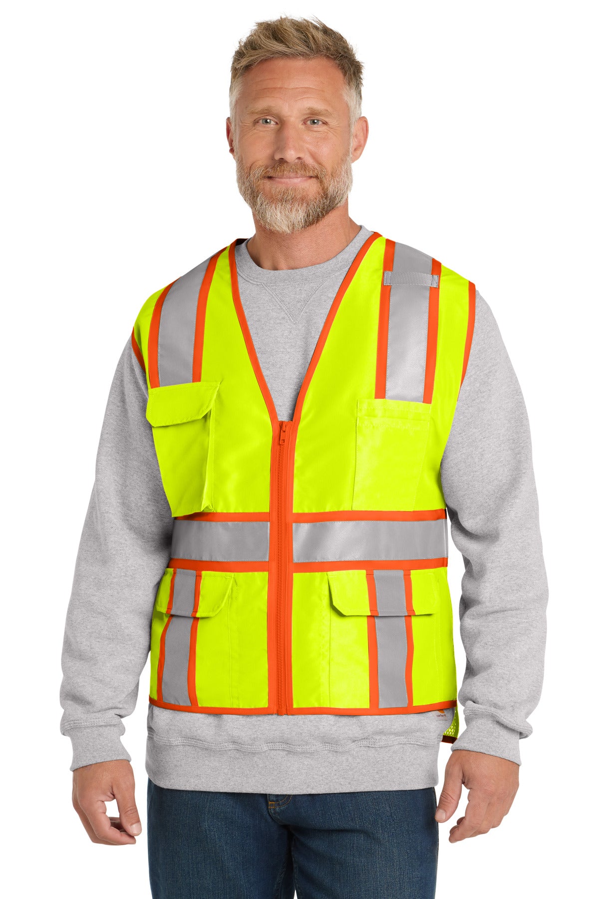 CornerStone  ANSI 107 Class 2 Surveyor Zippered Two-Tone Vest. CSV105 in Safety Yellow