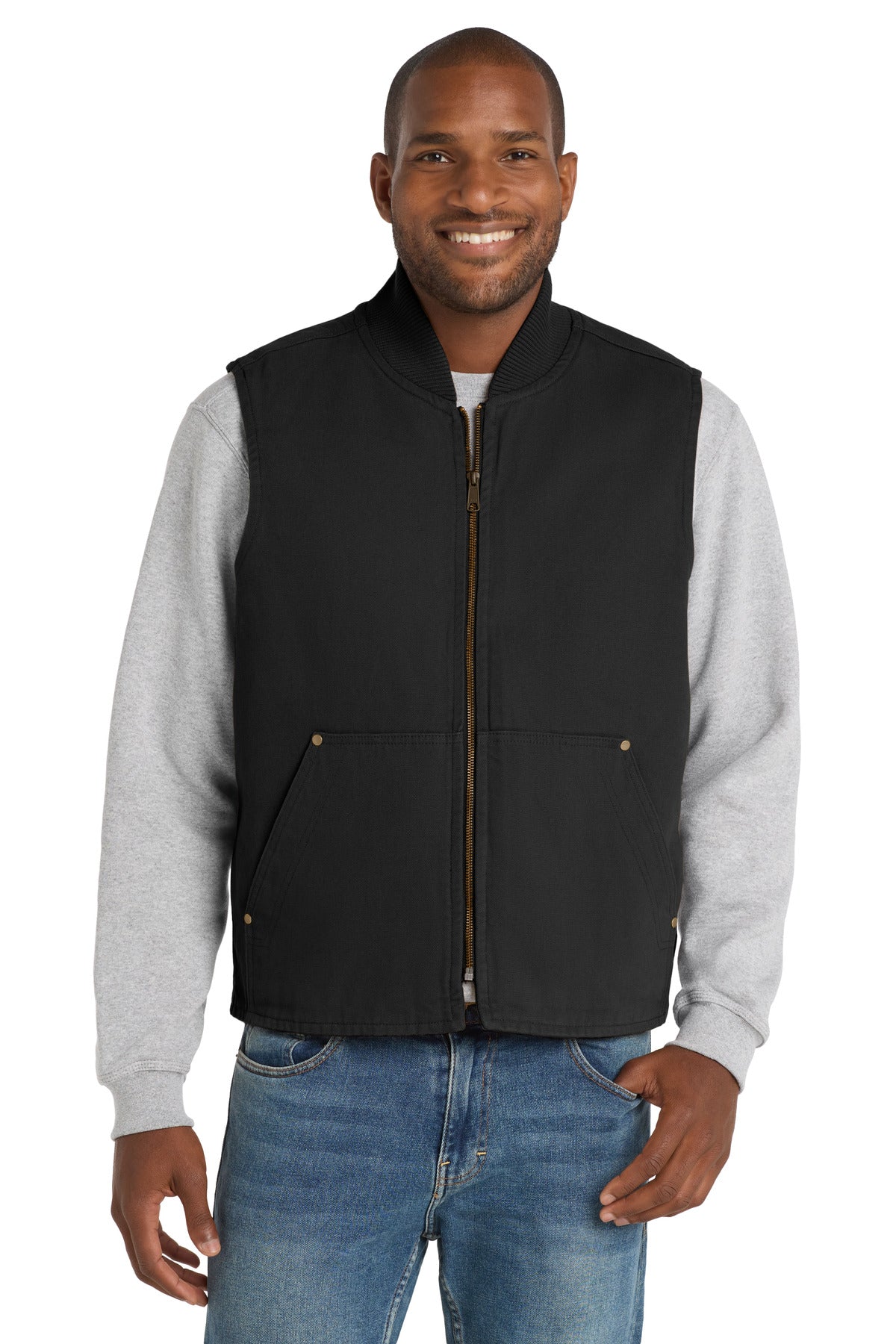 CornerStone Washed Duck Cloth Vest. CSV40 in Black