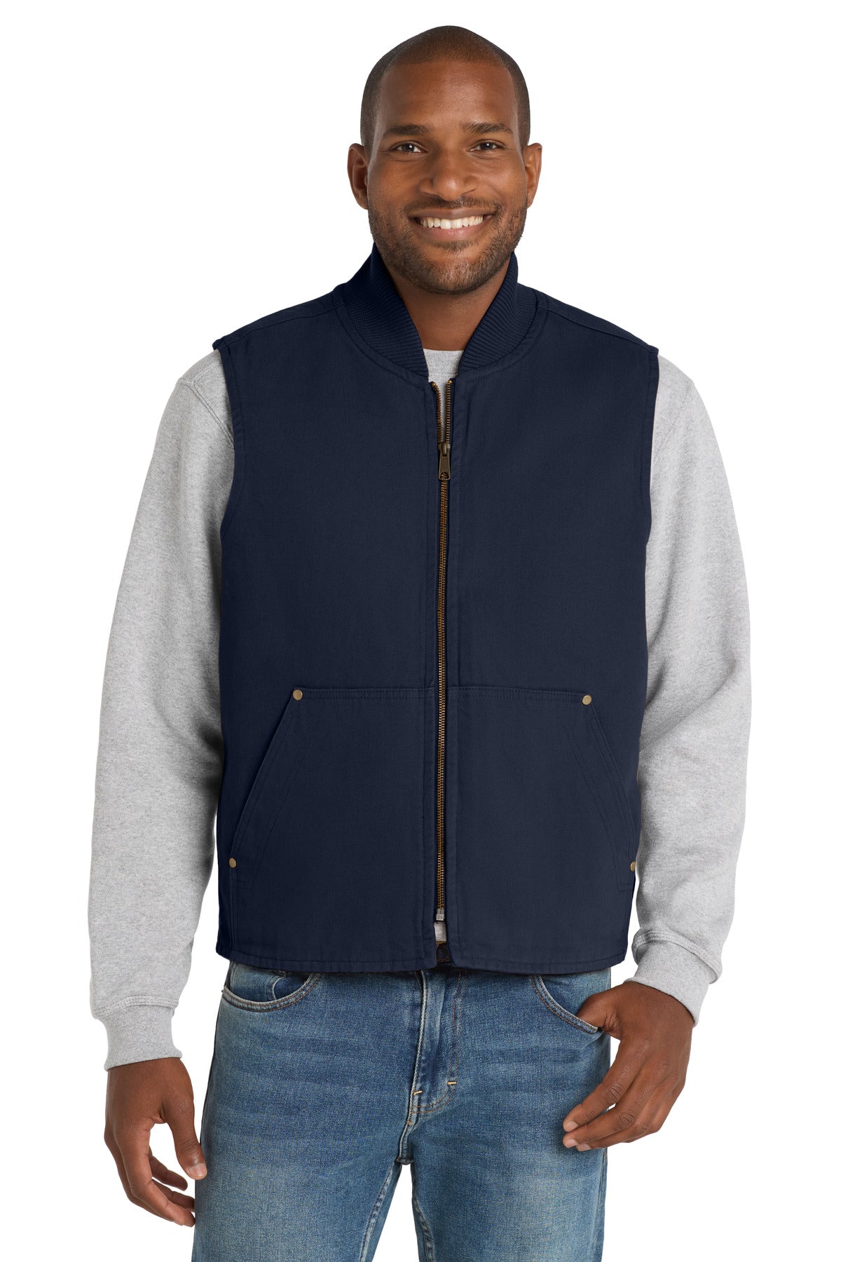CornerStone Washed Duck Cloth Vest. CSV40 in Navy