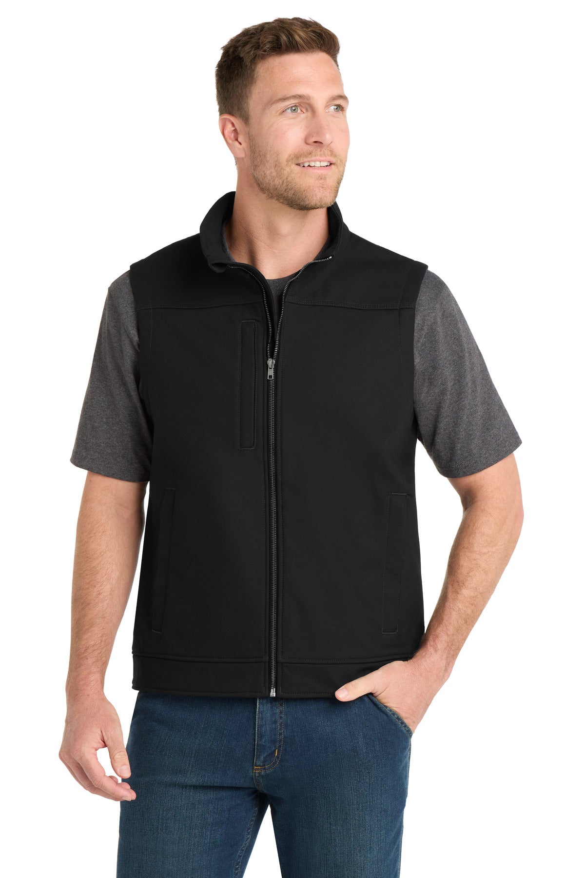 CornerStone Duck Bonded Soft Shell Vest CSV60 in Black