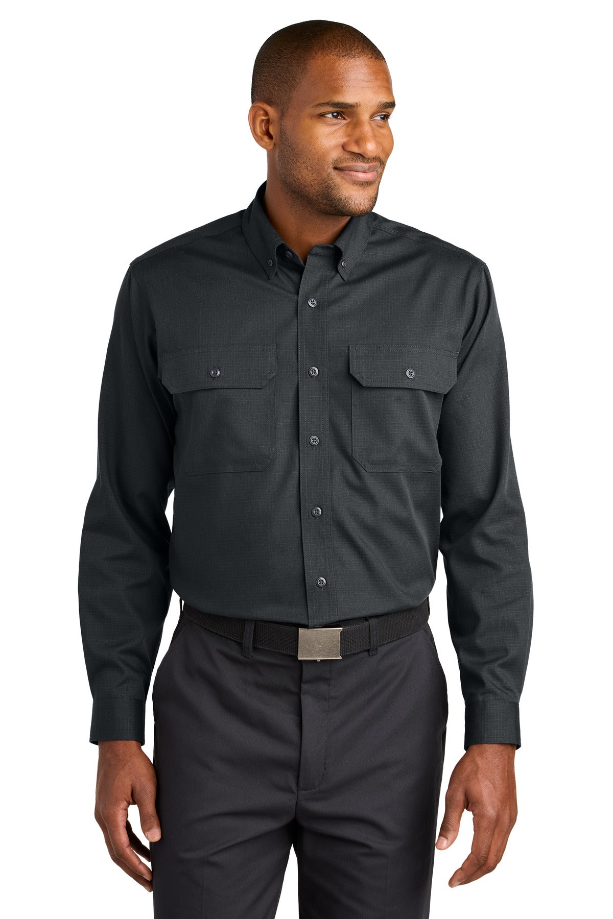 CornerStone Long Sleeve Select Ripstop Shirt CSW174 in Echo Steel