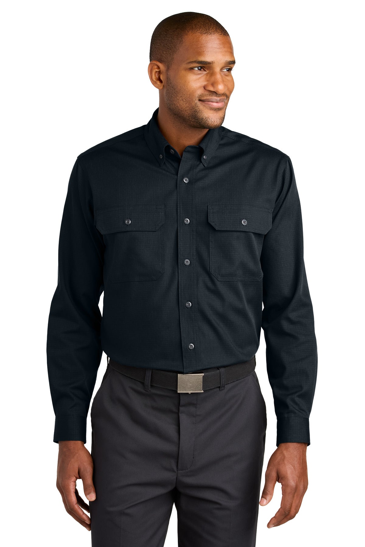 CornerStone Long Sleeve Select Ripstop Shirt CSW174 in Navy Blue