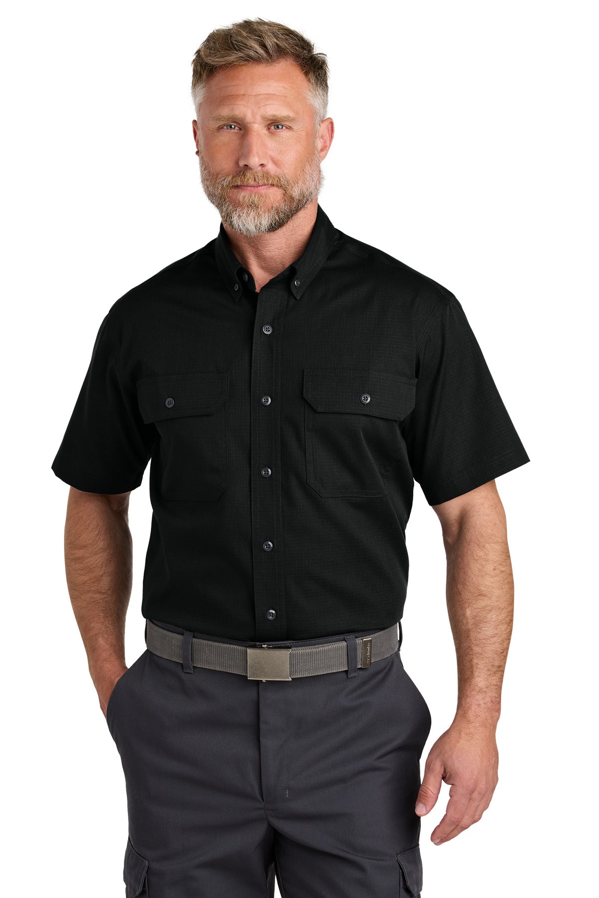 CornerStone Short Sleeve Select Ripstop Shirt CSW175 in Black