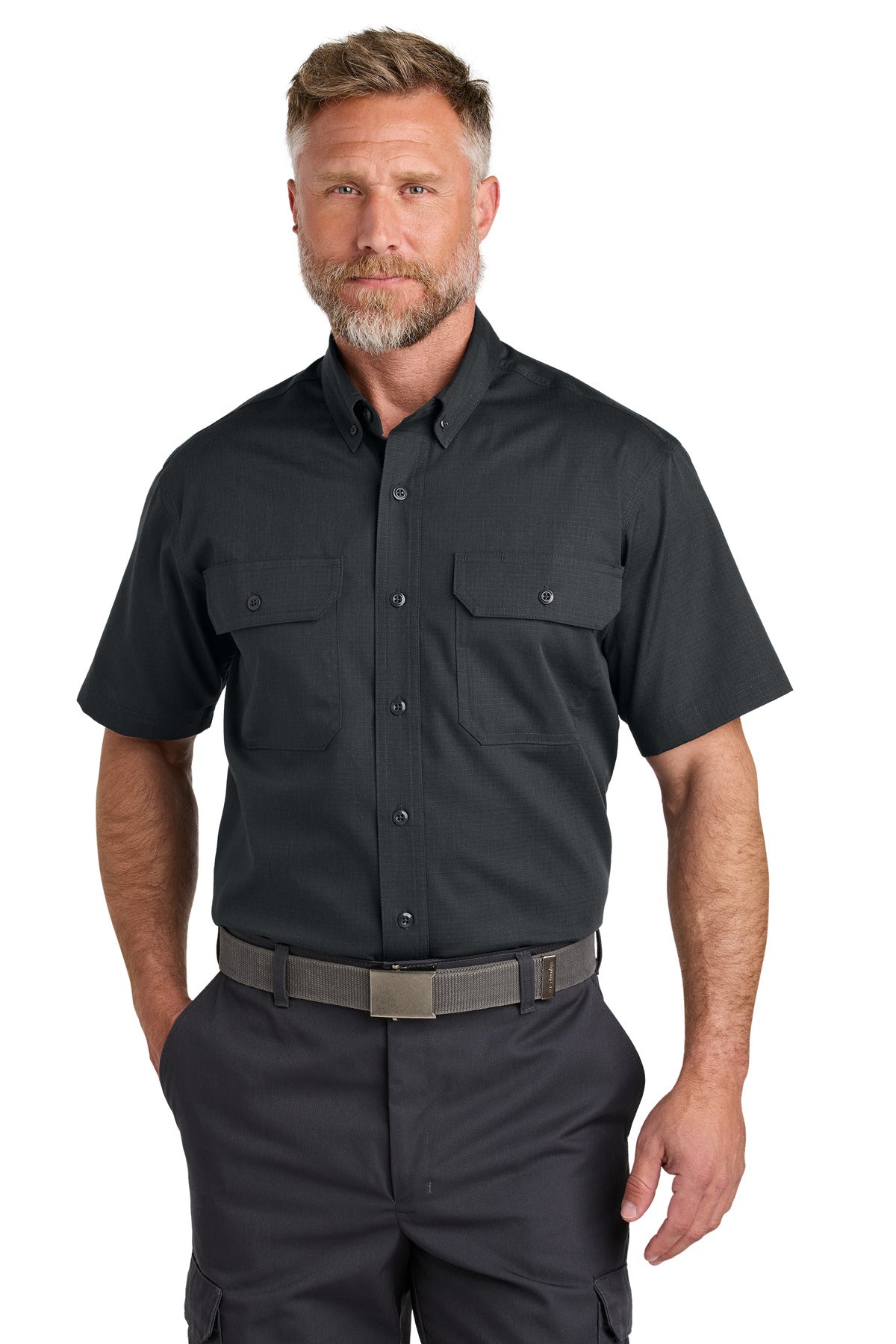 CornerStone Short Sleeve Select Ripstop Shirt CSW175 in Echo Steel