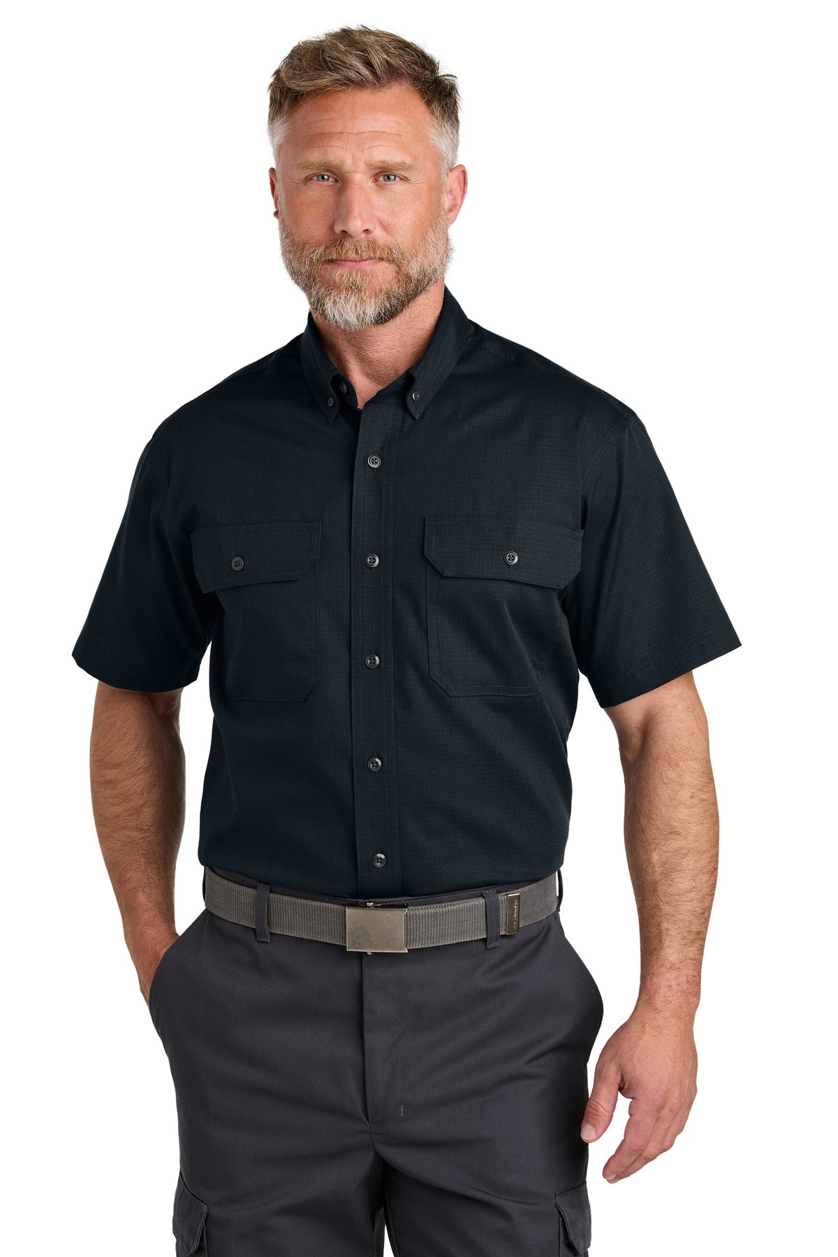 CornerStone Short Sleeve Select Ripstop Shirt CSW175 in Navy Blue