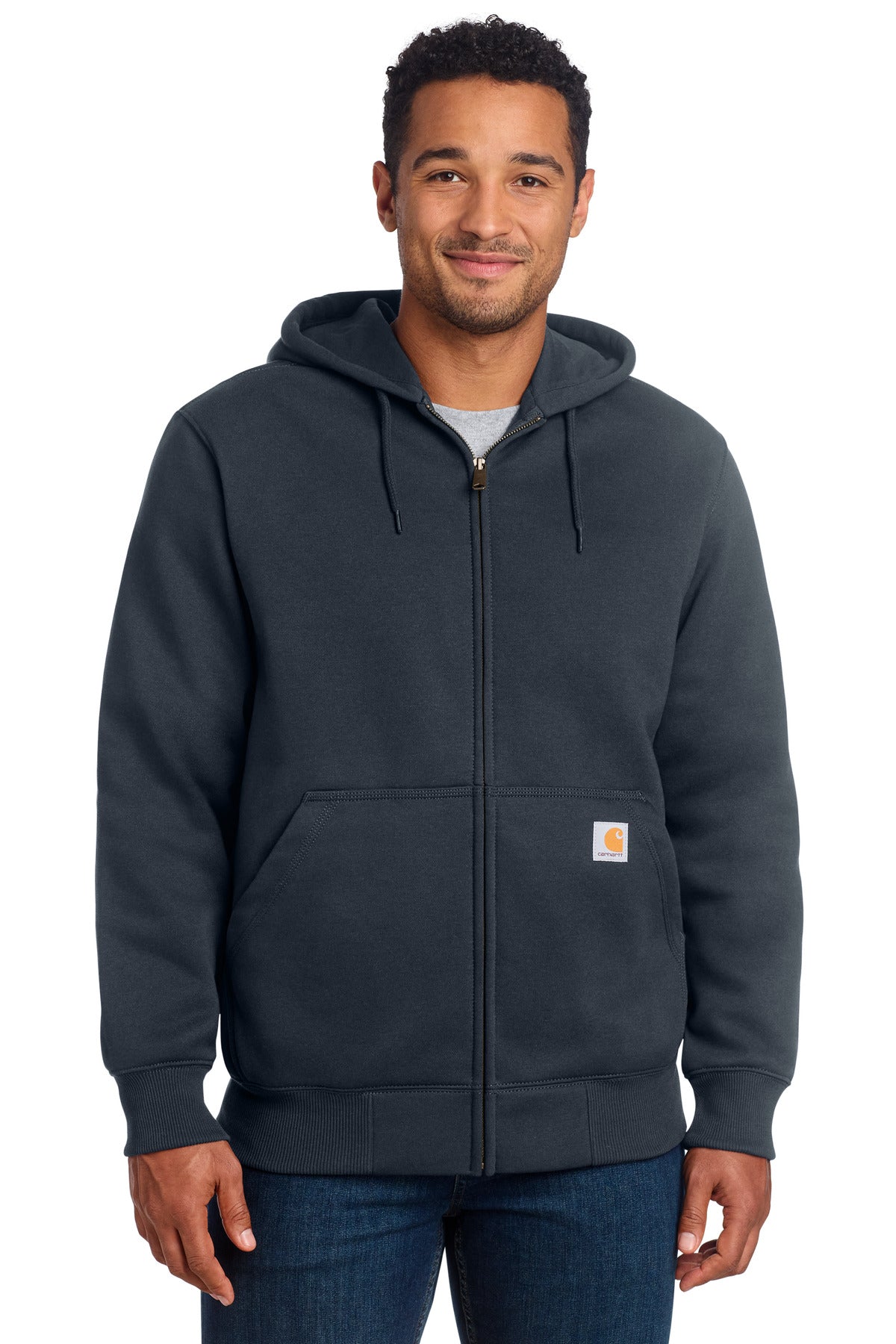Carhartt  Rain Defender  Paxton Heavyweight Hooded Zip-Front Sweatshirt. CT100614 in New Navy