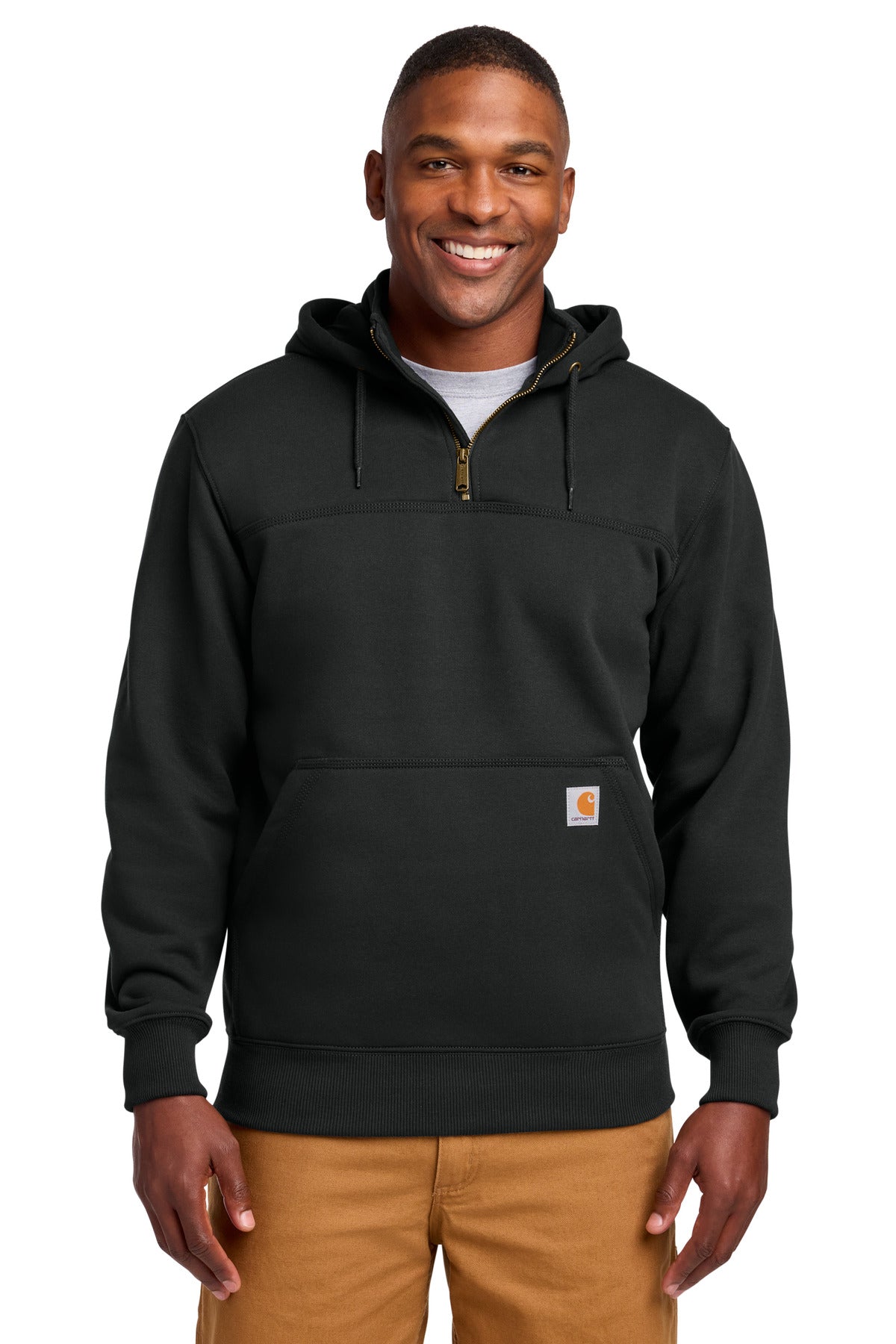Carhartt  Rain Defender  Paxton Heavyweight Hooded Zip Mock Sweatshirt. CT100617 in Black