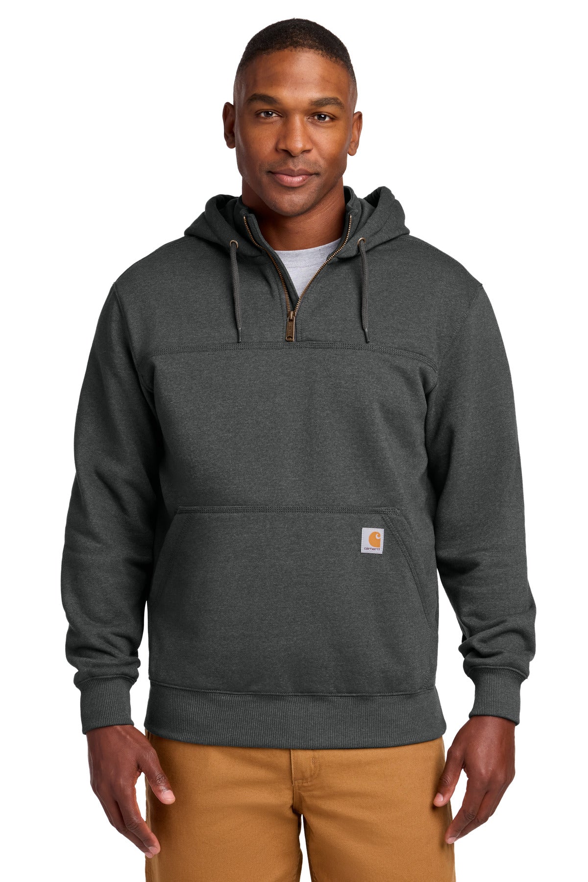 Carhartt  Rain Defender  Paxton Heavyweight Hooded Zip Mock Sweatshirt. CT100617 in Carbon Heather