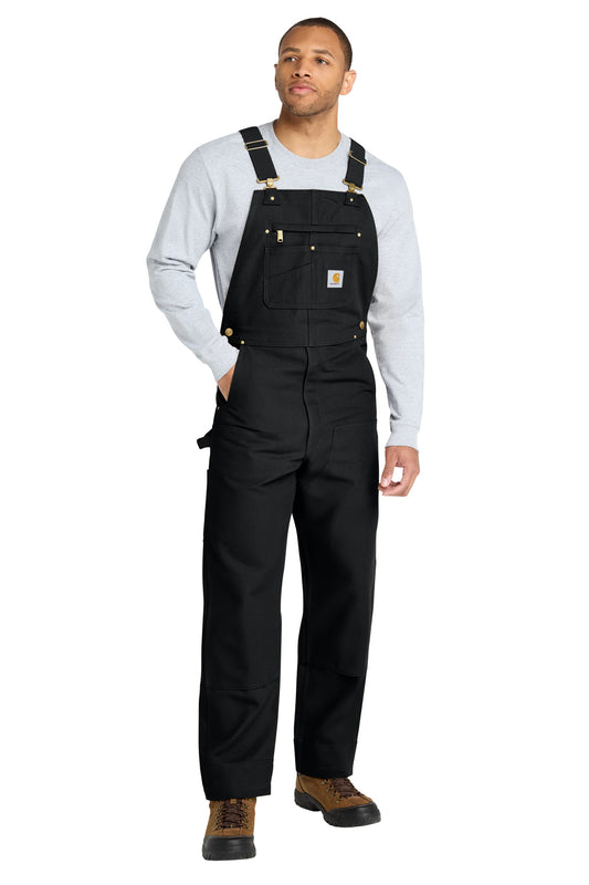 Carhartt Duck Unlined Bib Overalls. CT102776 in Black