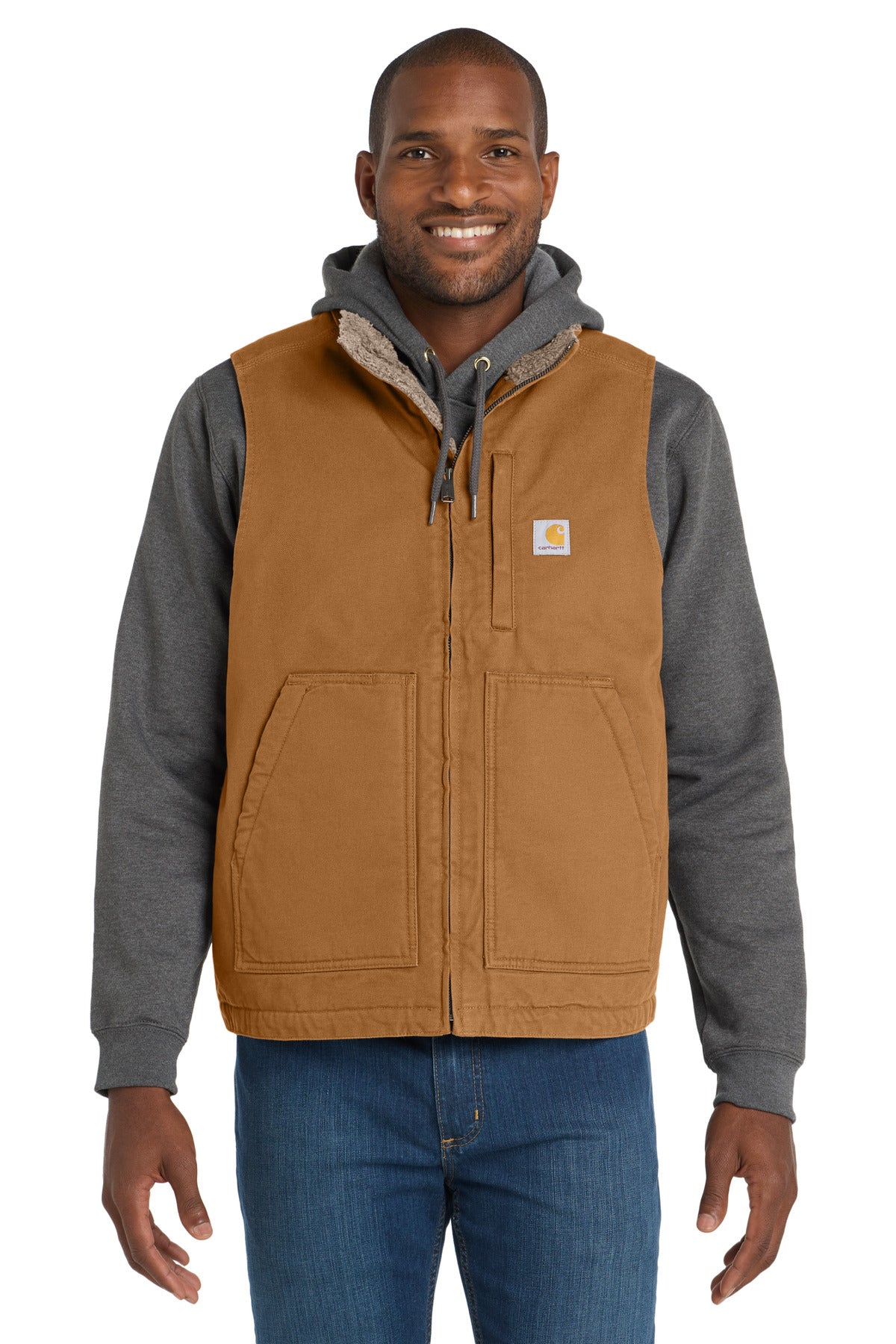 Carhartt Sherpa-Lined Mock Neck Vest CT104277 in Carhartt Brown
