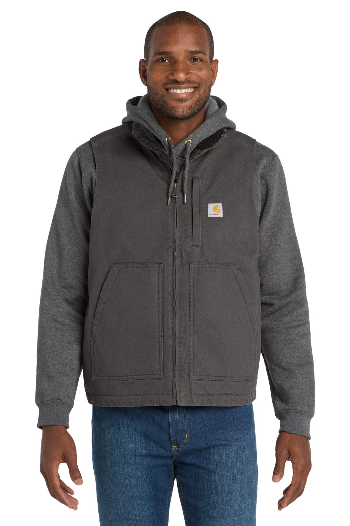 Carhartt Sherpa-Lined Mock Neck Vest CT104277 in Gravel
