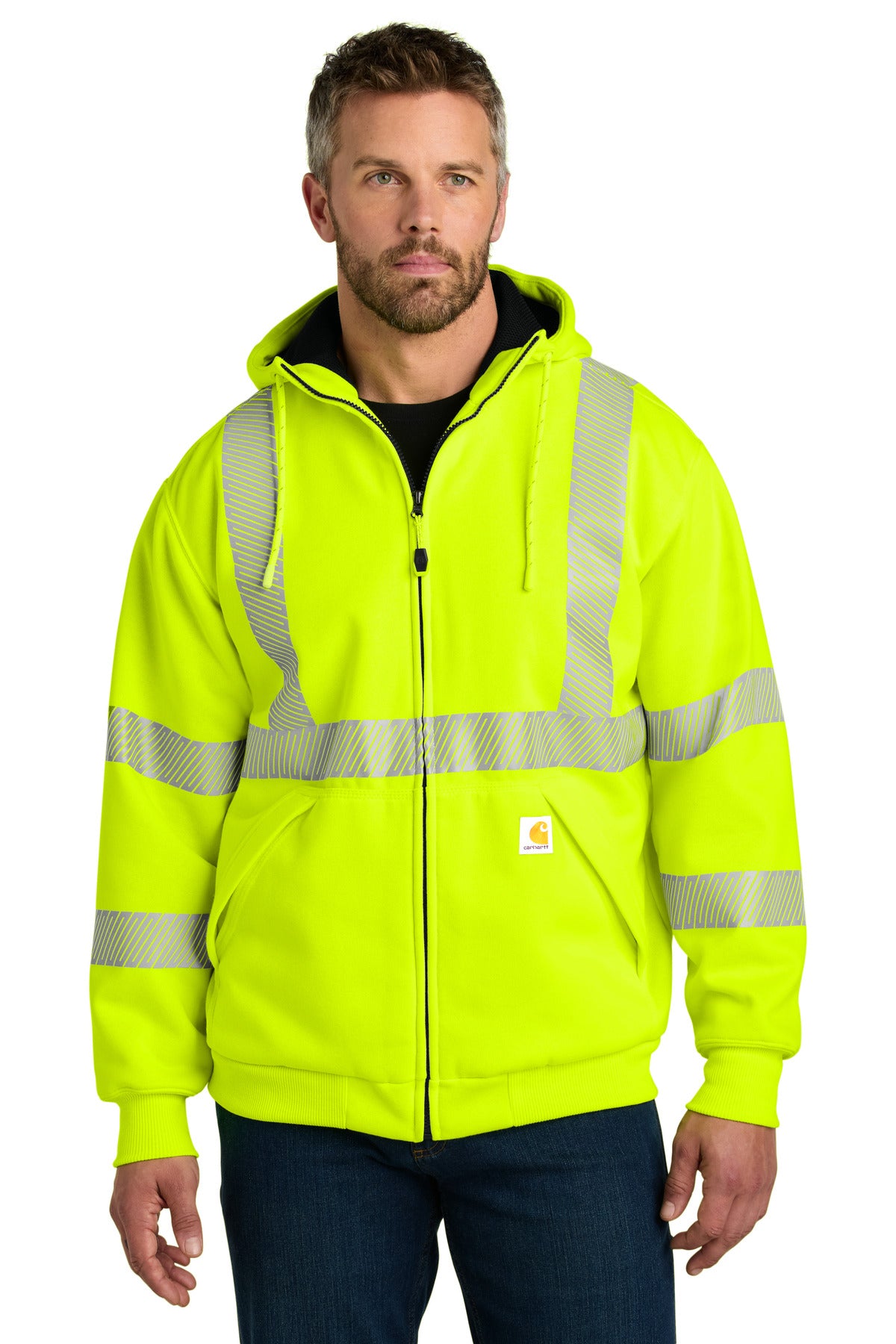 Carhartt ANSI 107 Class 3 Lined Full-Zip Sweatshirt CT104988 in Brite Lime