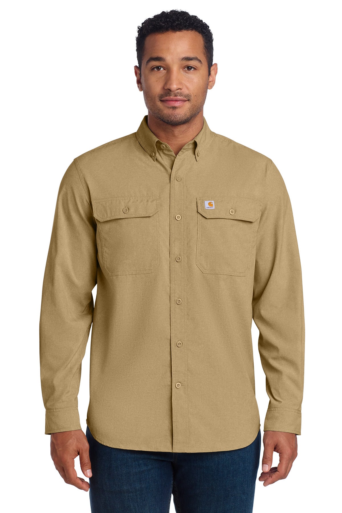 Carhartt Force Solid Long Sleeve Shirt CT105291 in Dark Khaki