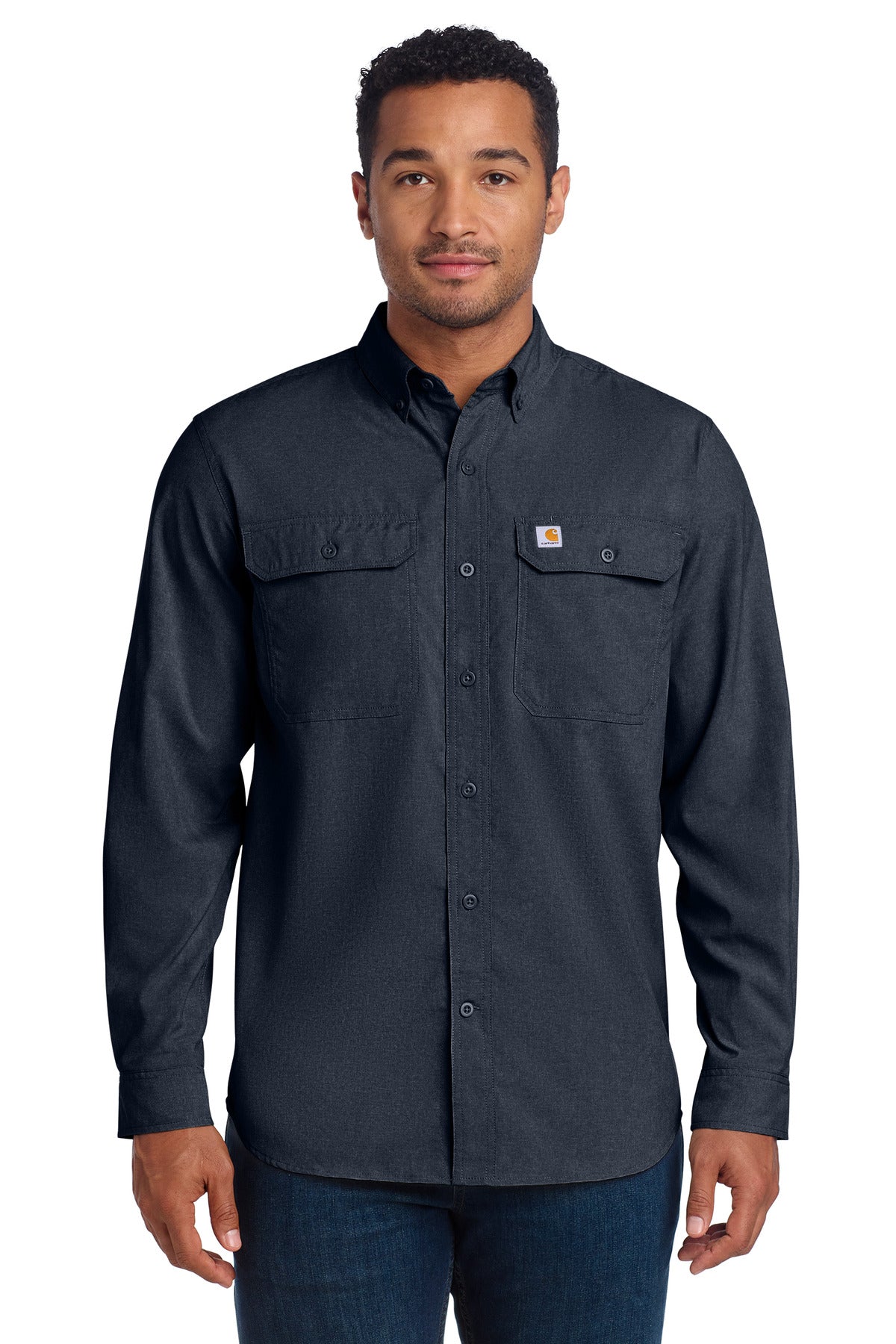 Carhartt Force Solid Long Sleeve Shirt CT105291 in Navy