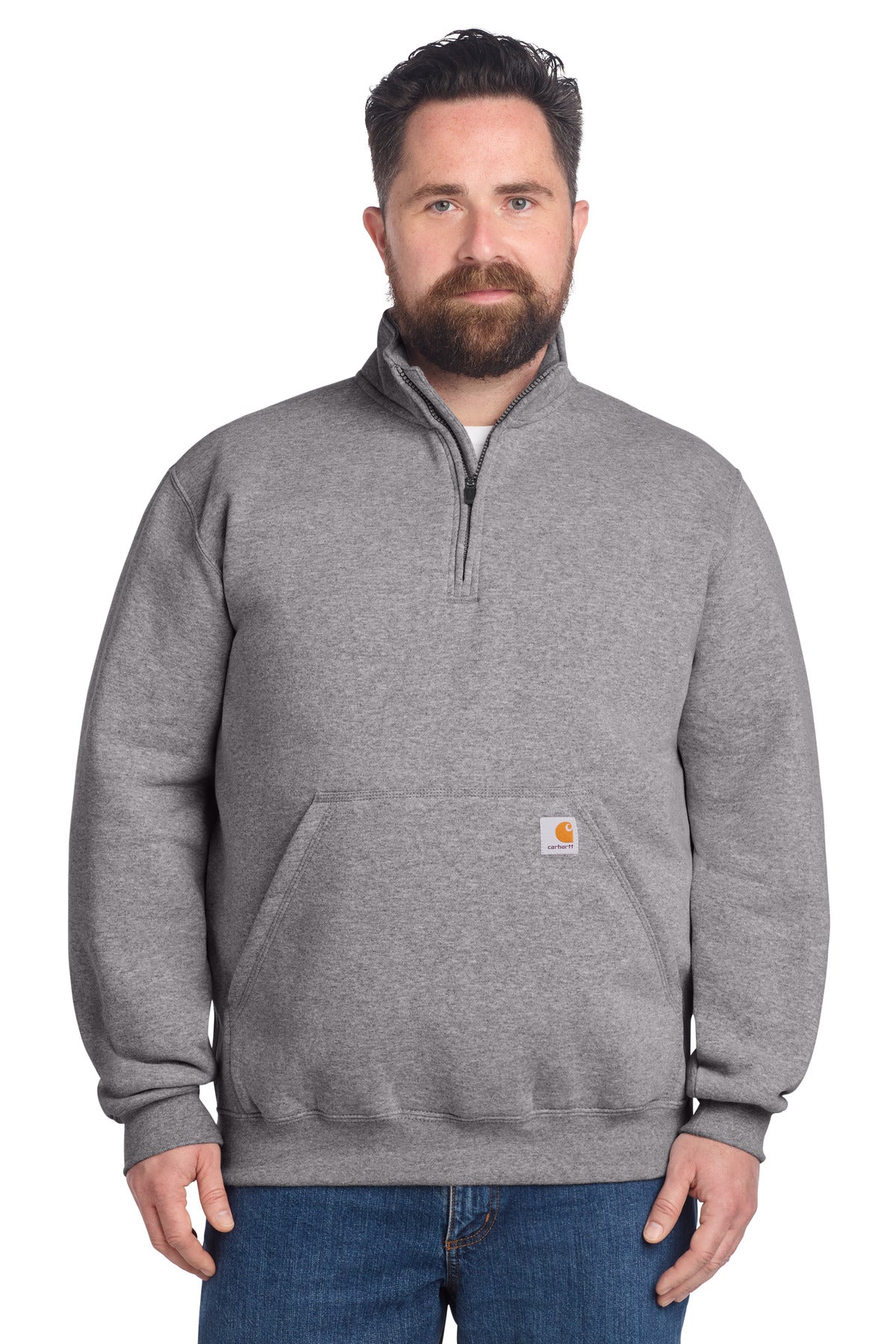 Carhartt Midweight 1/4-Zip Mock Neck Sweatshirt CT105294 in Heather Grey
