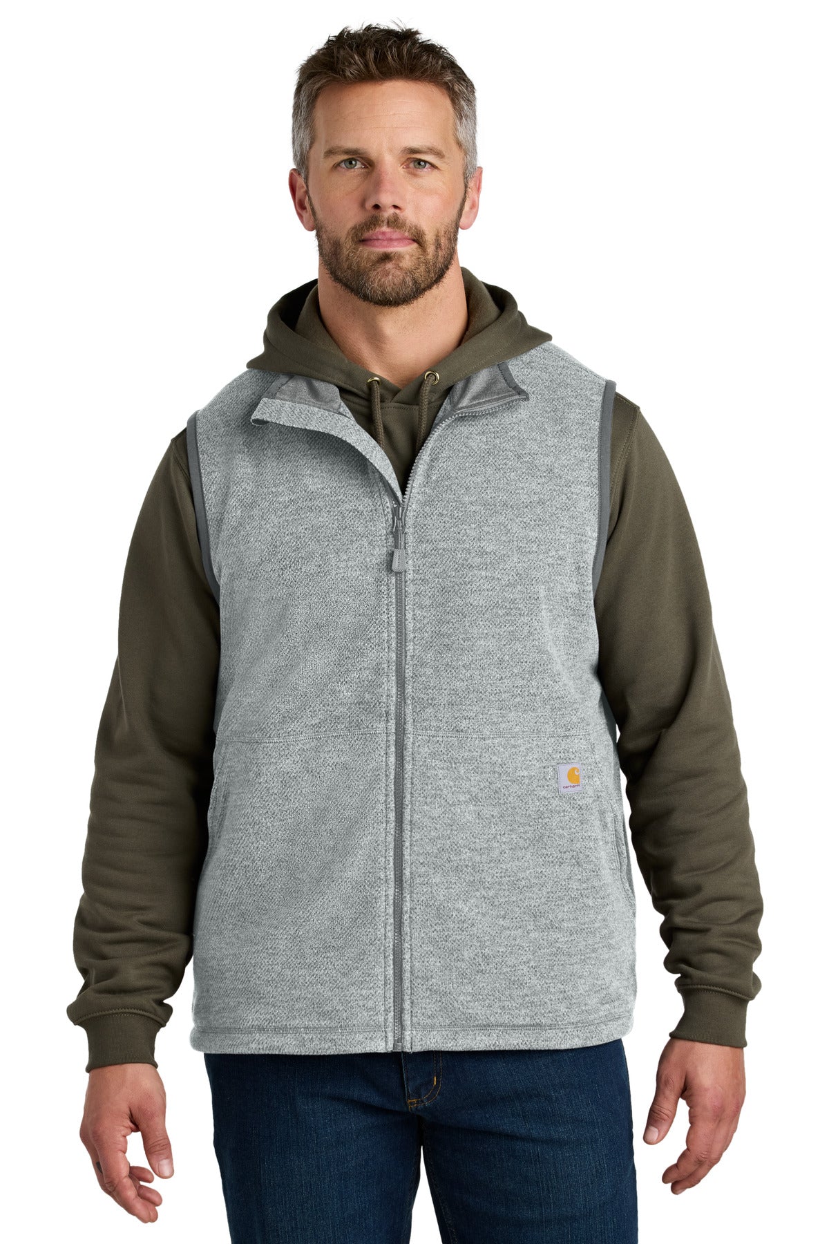 Carhartt Textured Fleece Vest CT106418 in Heather Grey