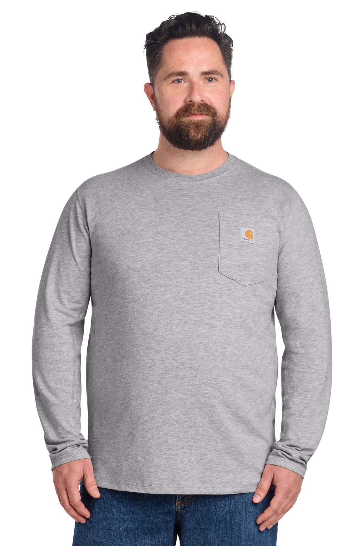 Carhartt Force Long Sleeve Pocket T-Shirt CT106656 in Heather Grey