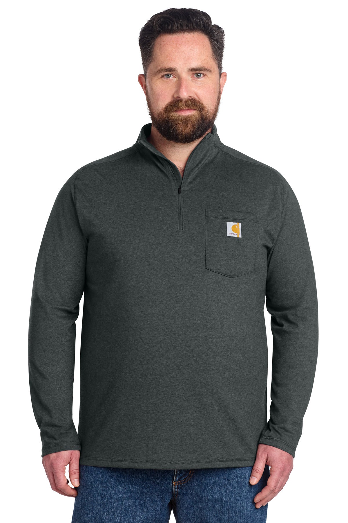 Carhartt Force 1/4-Zip Long Sleeve T-Shirt CT106660 in Carbon Heather