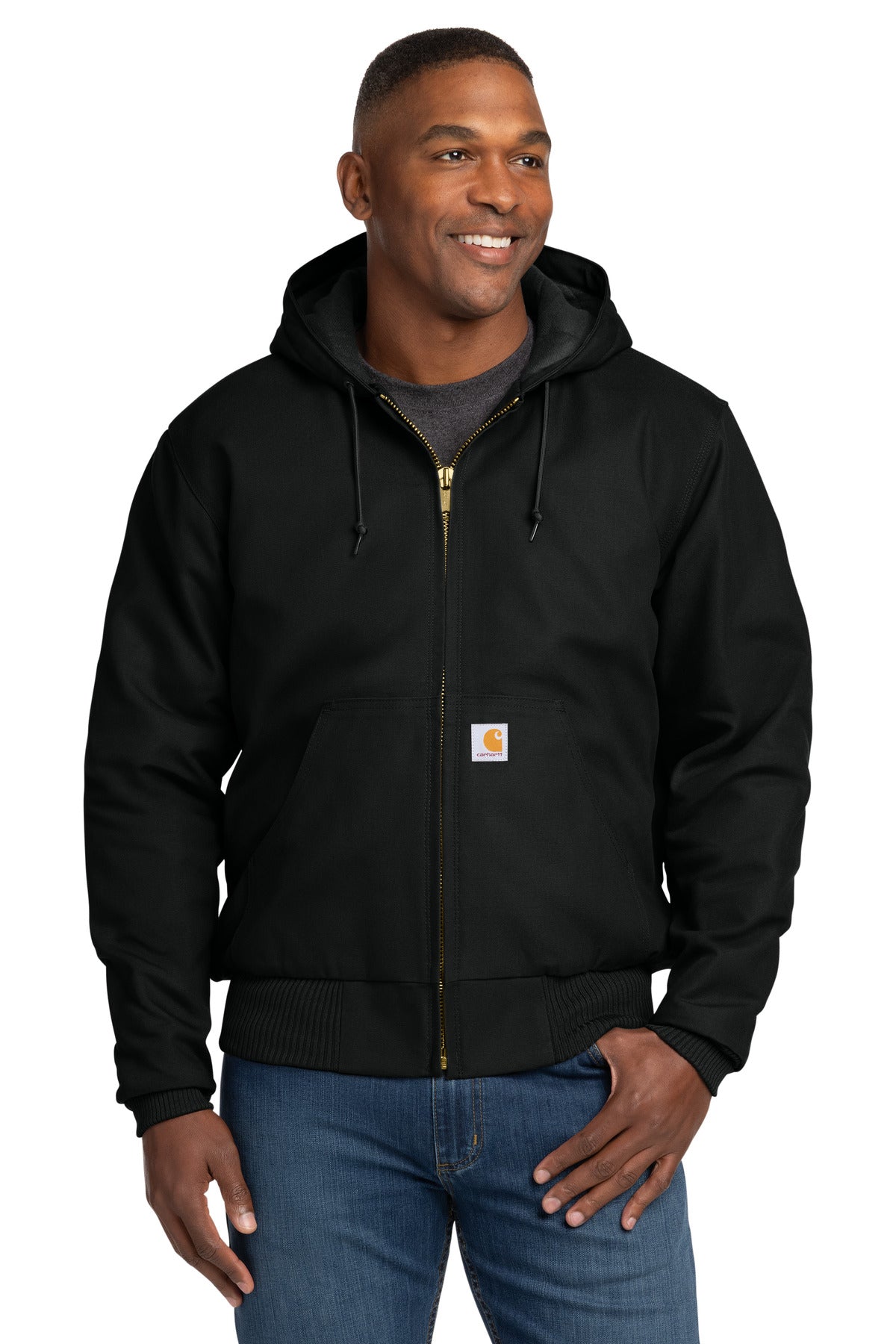Carhartt  Quilted-Flanne-Lined Duck Active Jac. CT106677 in Black