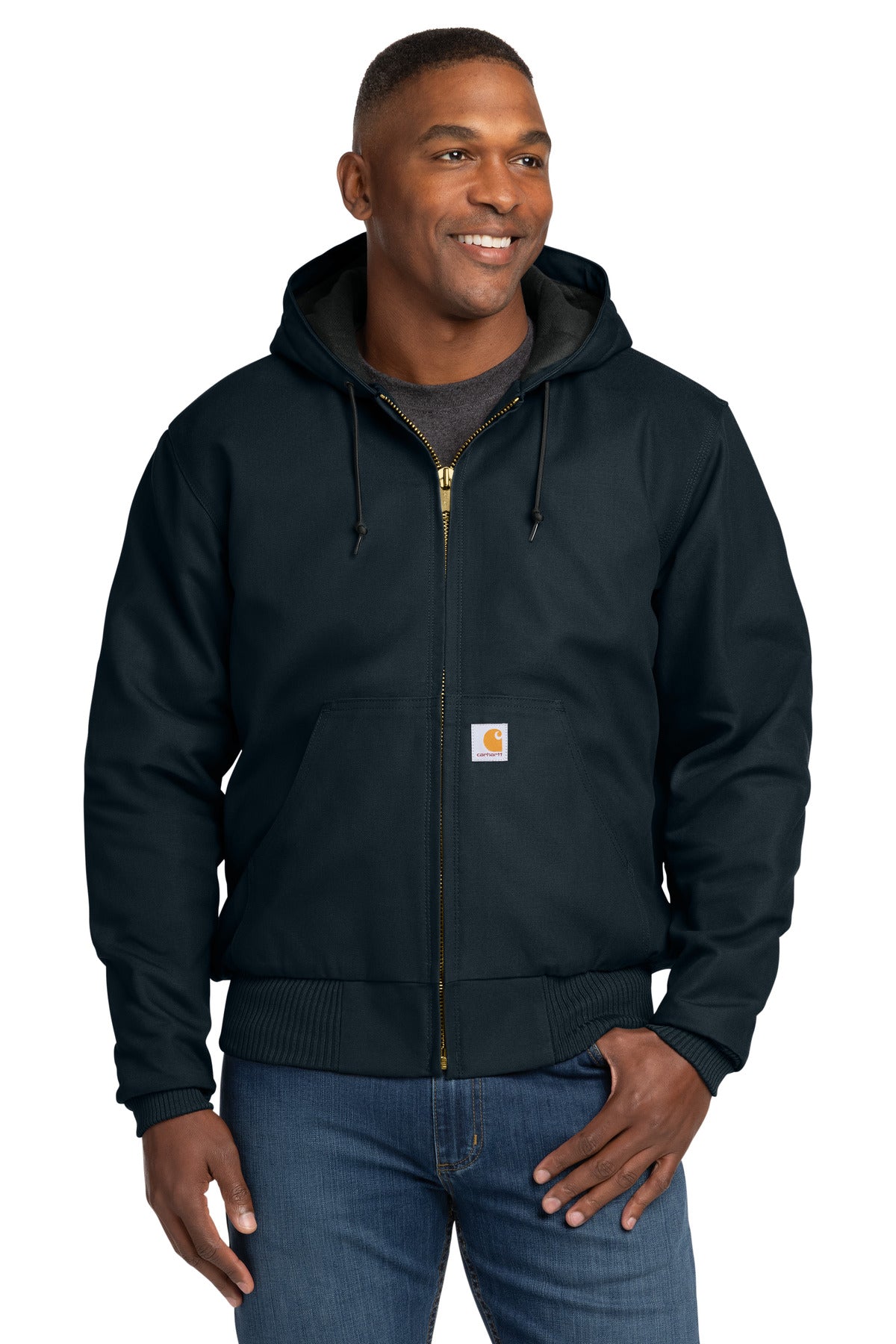 Carhartt  Quilted-Flanne-Lined Duck Active Jac. CT106677 in Dark Navy