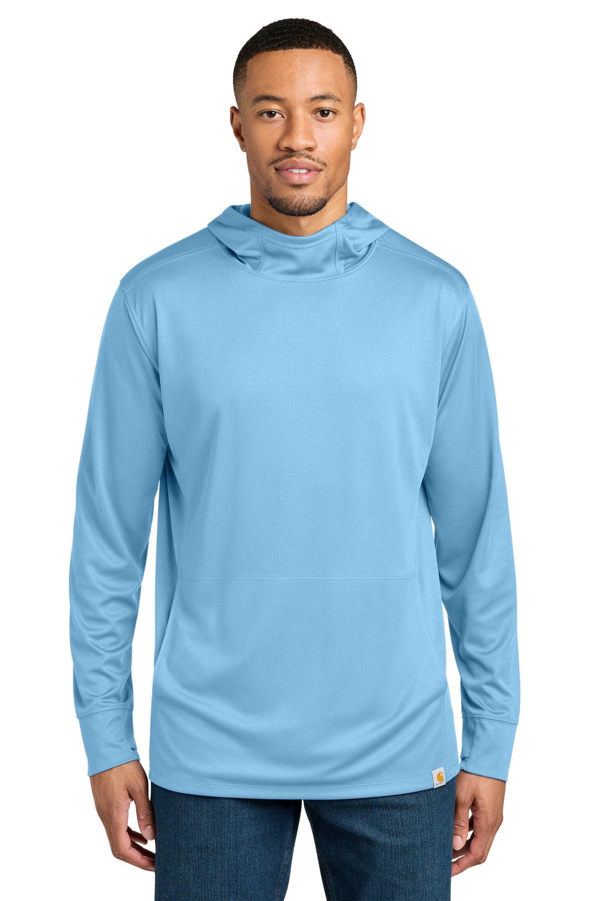 Carhartt Force Sun Defender Long Sleeve Hooded T-Shirt CT106923 in Fresh Water Blue