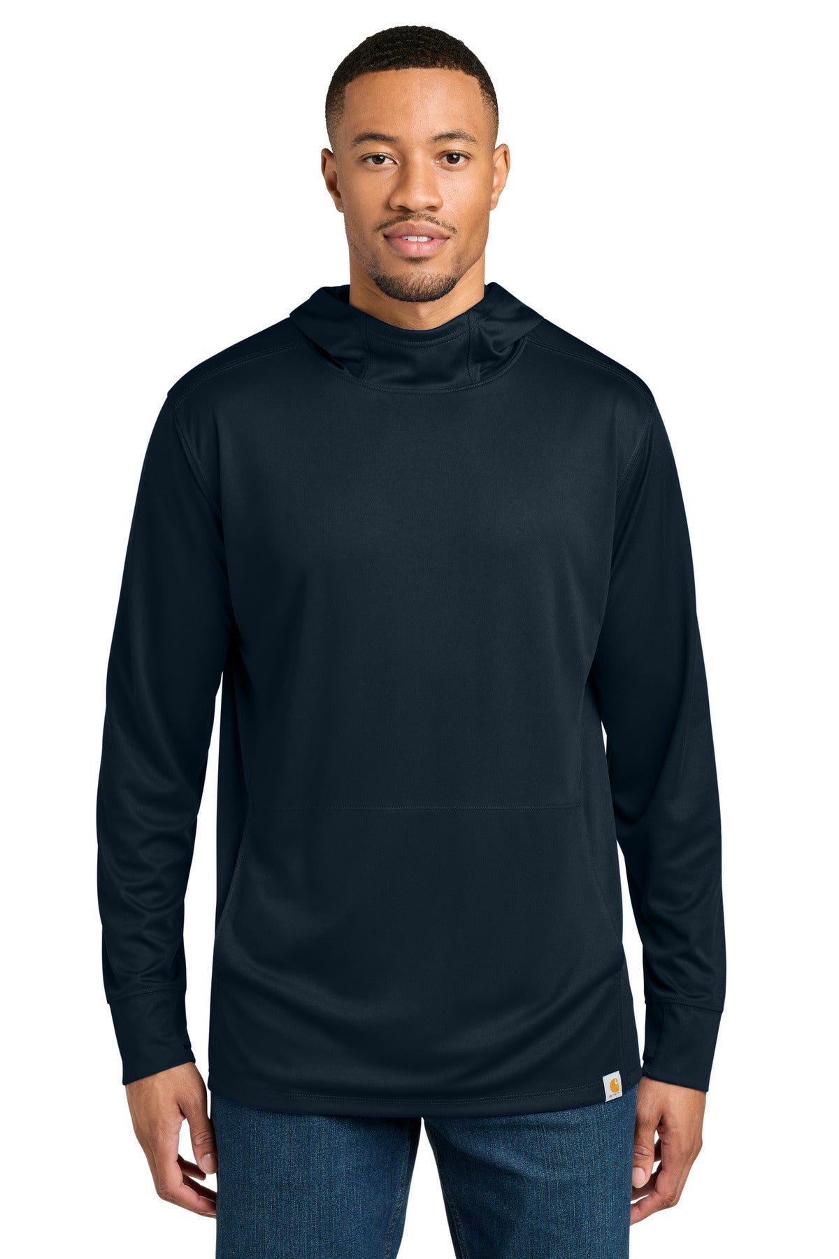 Carhartt Force Sun Defender Long Sleeve Hooded T-Shirt CT106923 in Navy