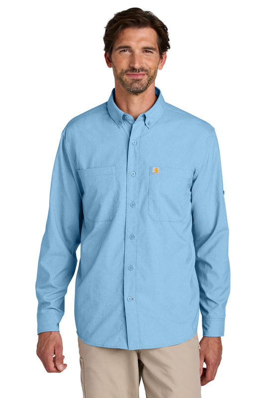 Carhartt Force Sun Defender Long Sleeve Shirt CT107106 in Fresh Water Blue