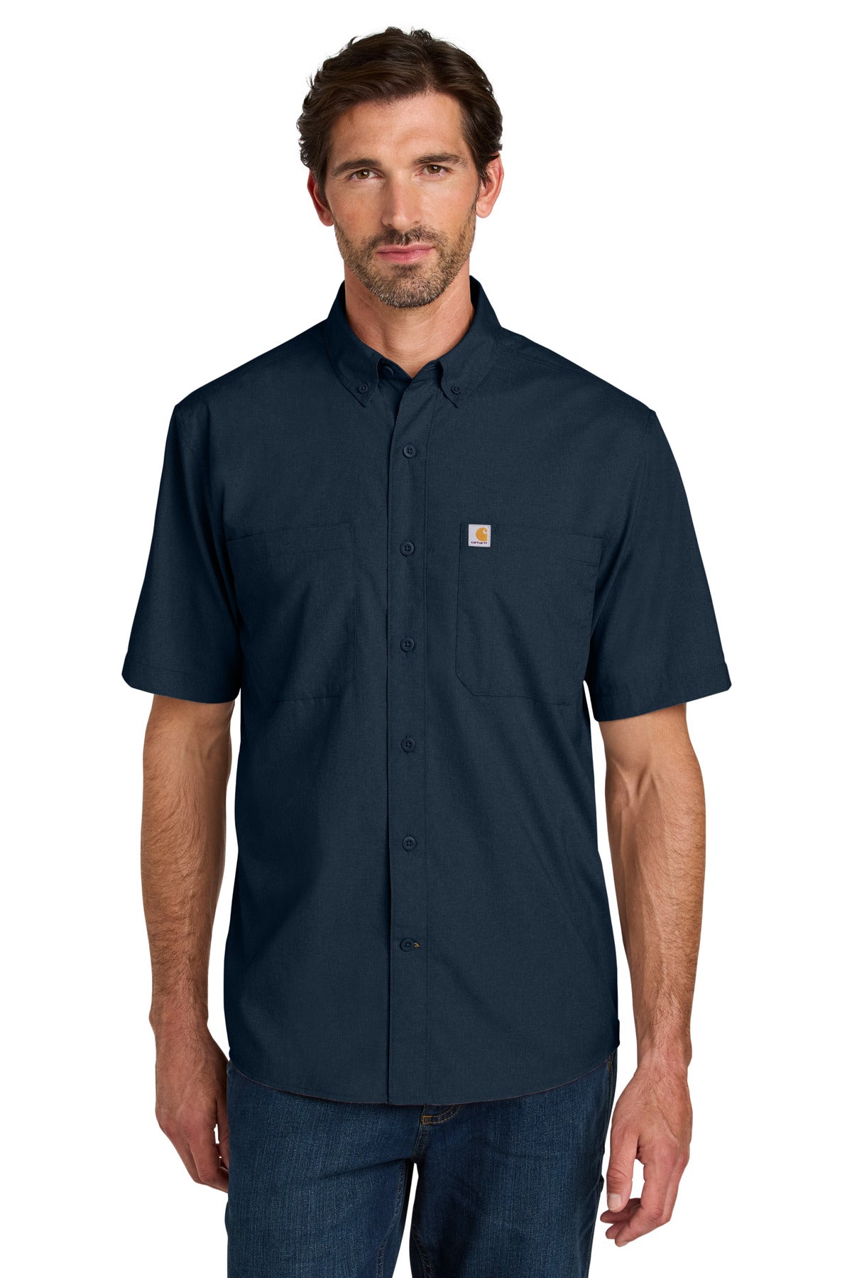 Carhartt Force Sun Defender Short Sleeve Shirt CT107107 in Navy