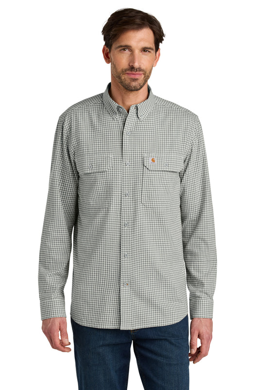 Carhartt Rugged Flex Plaid Long Sleeve Shirt CT107109 in Check Steel Malt
