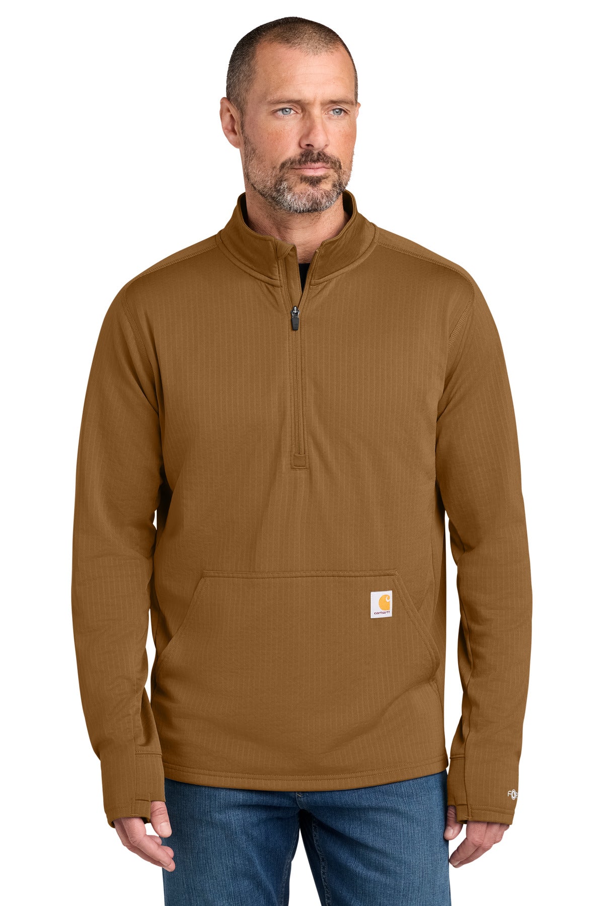 Carhartt Force 1/2-Zip Grid Fleece CT107814 in Carhartt Brown