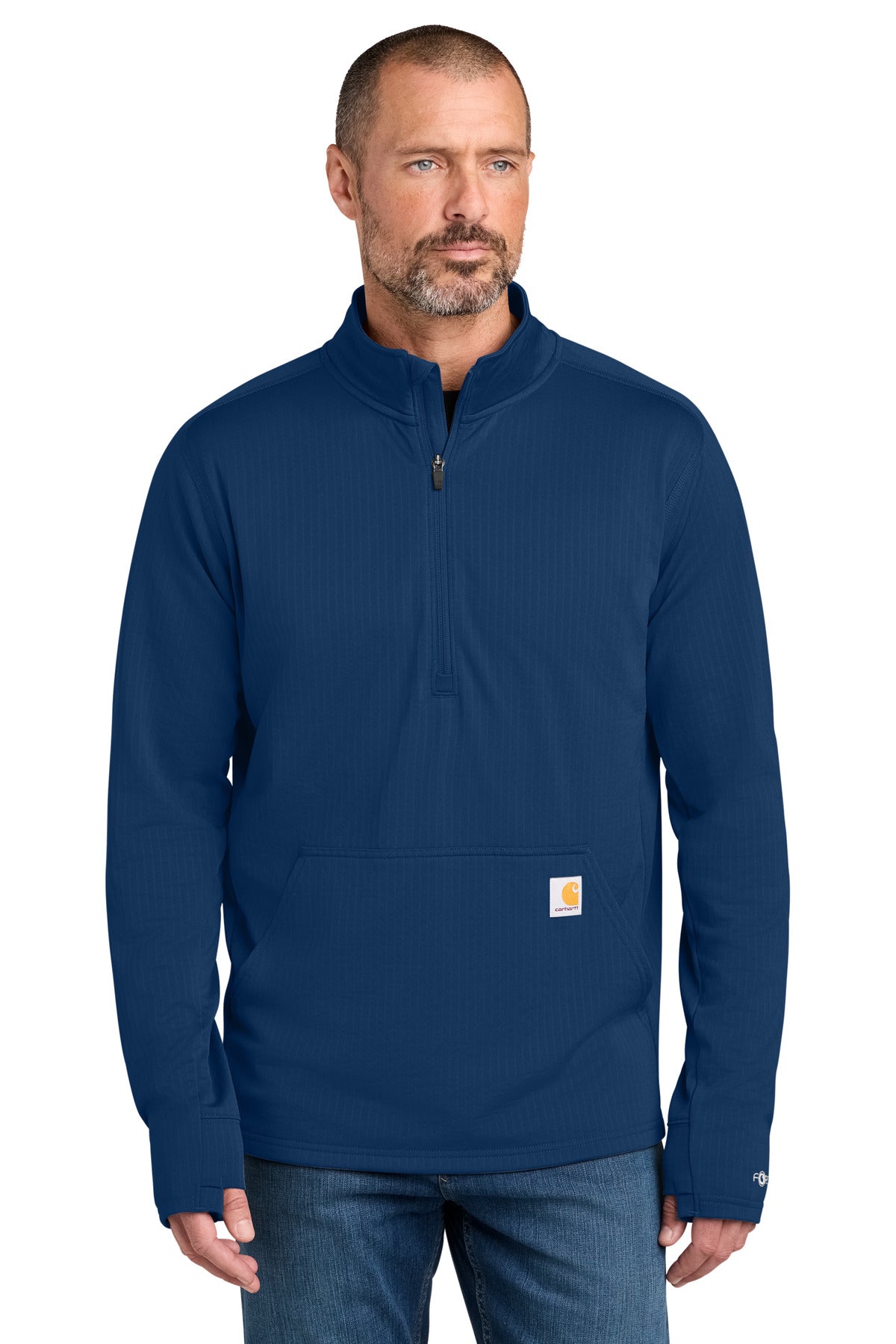 Carhartt Force 1/2-Zip Grid Fleece CT107814 in Dark Cobalt Blue