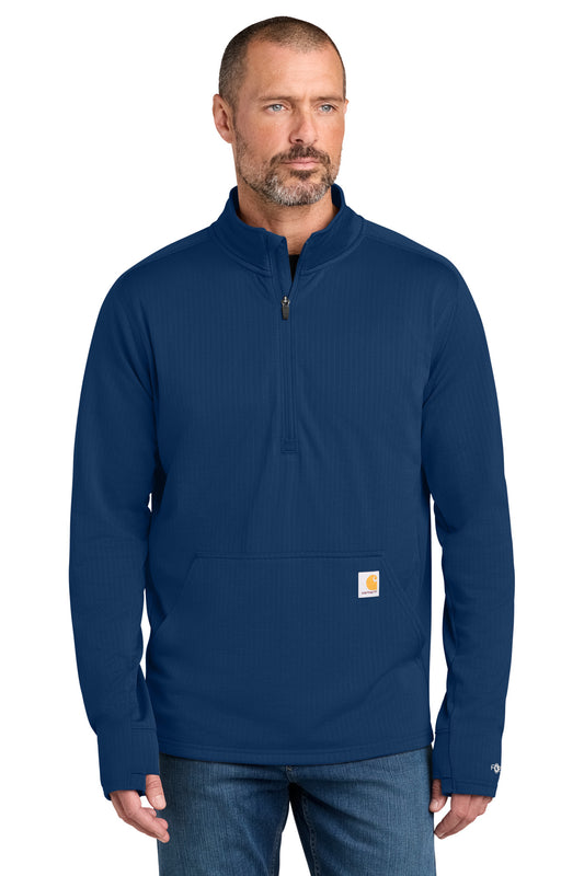 Carhartt Force 1/2-Zip Grid Fleece CT107814 in Dark Cobalt Blue