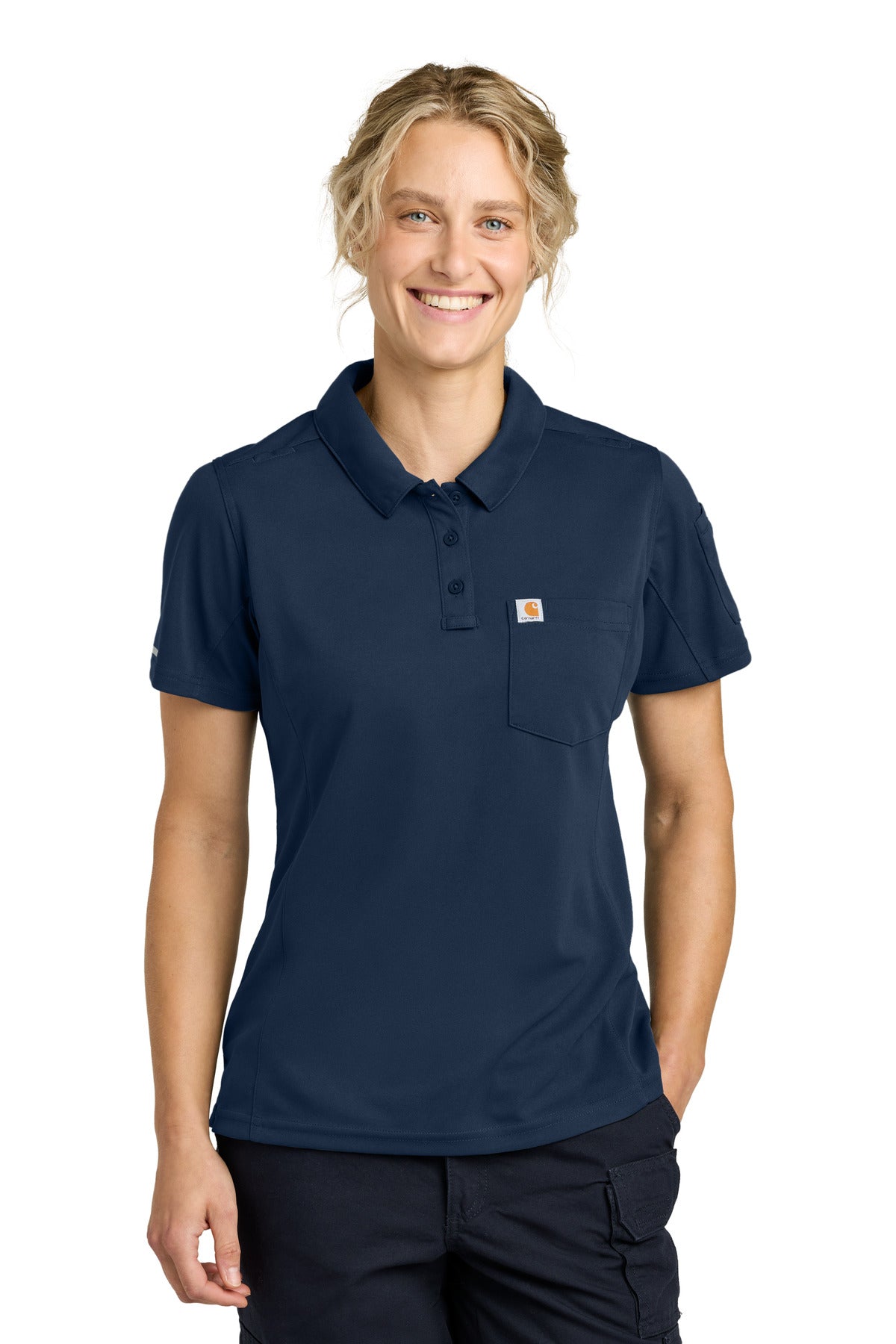 Carhartt Women's FLD & RSCU Polo CTC12119 in Dark Navy