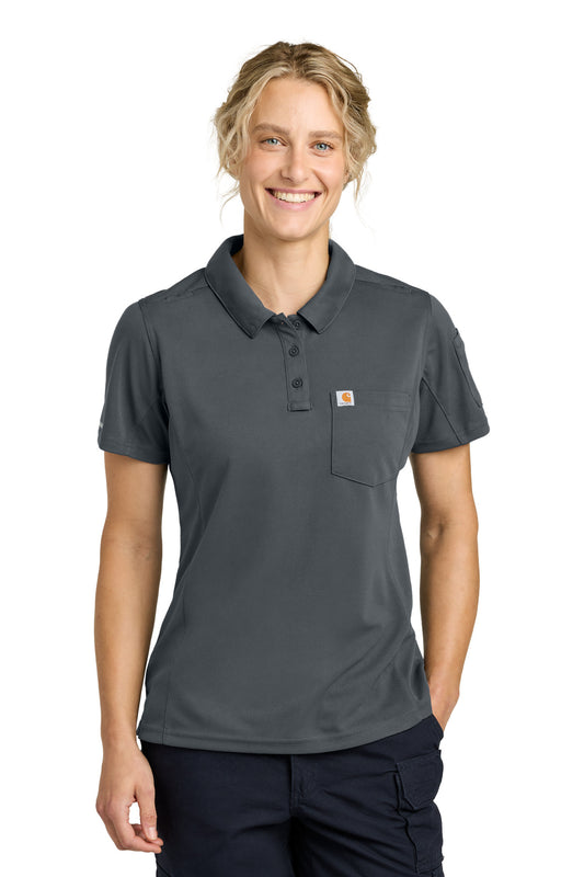 Carhartt Women's FLD & RSCU Polo CTC12119 in Pewter