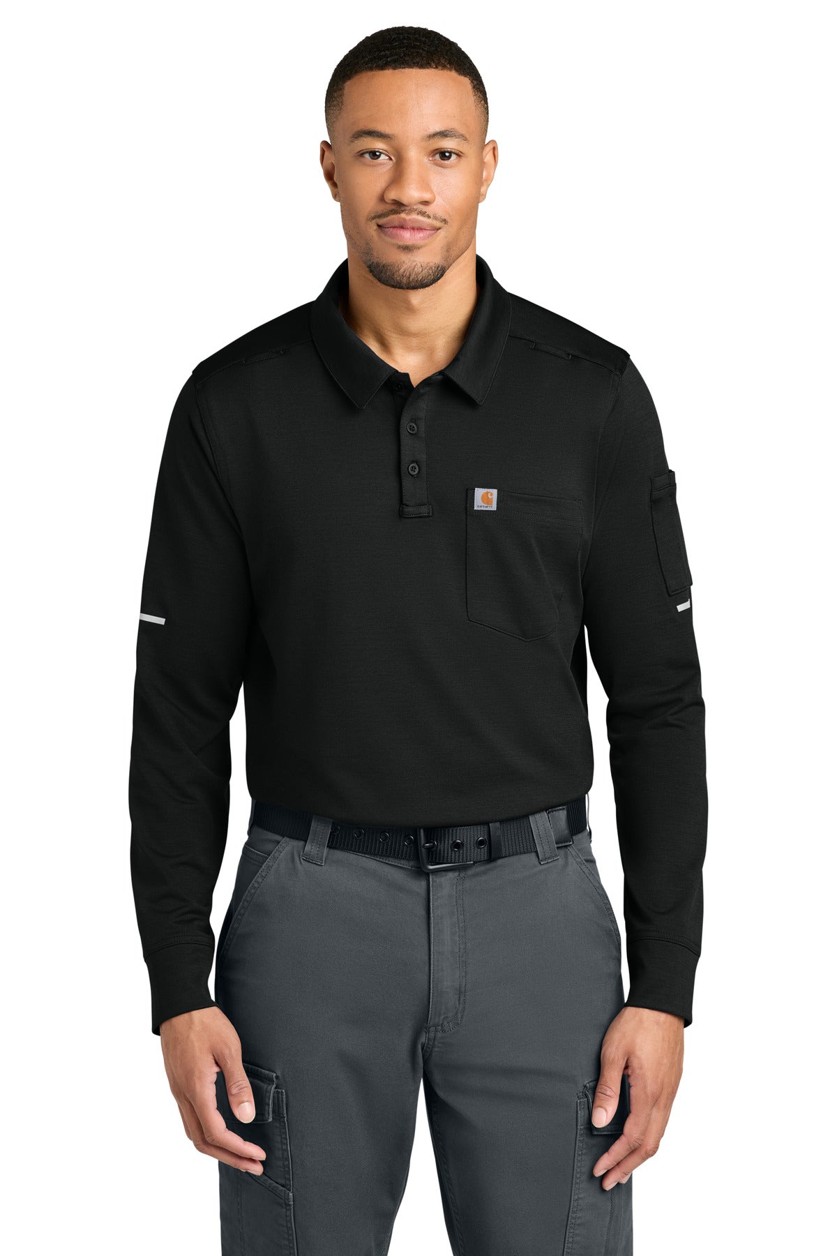 Carhartt FLD & RSCU Long Sleeve Polo CTC16129 in Black